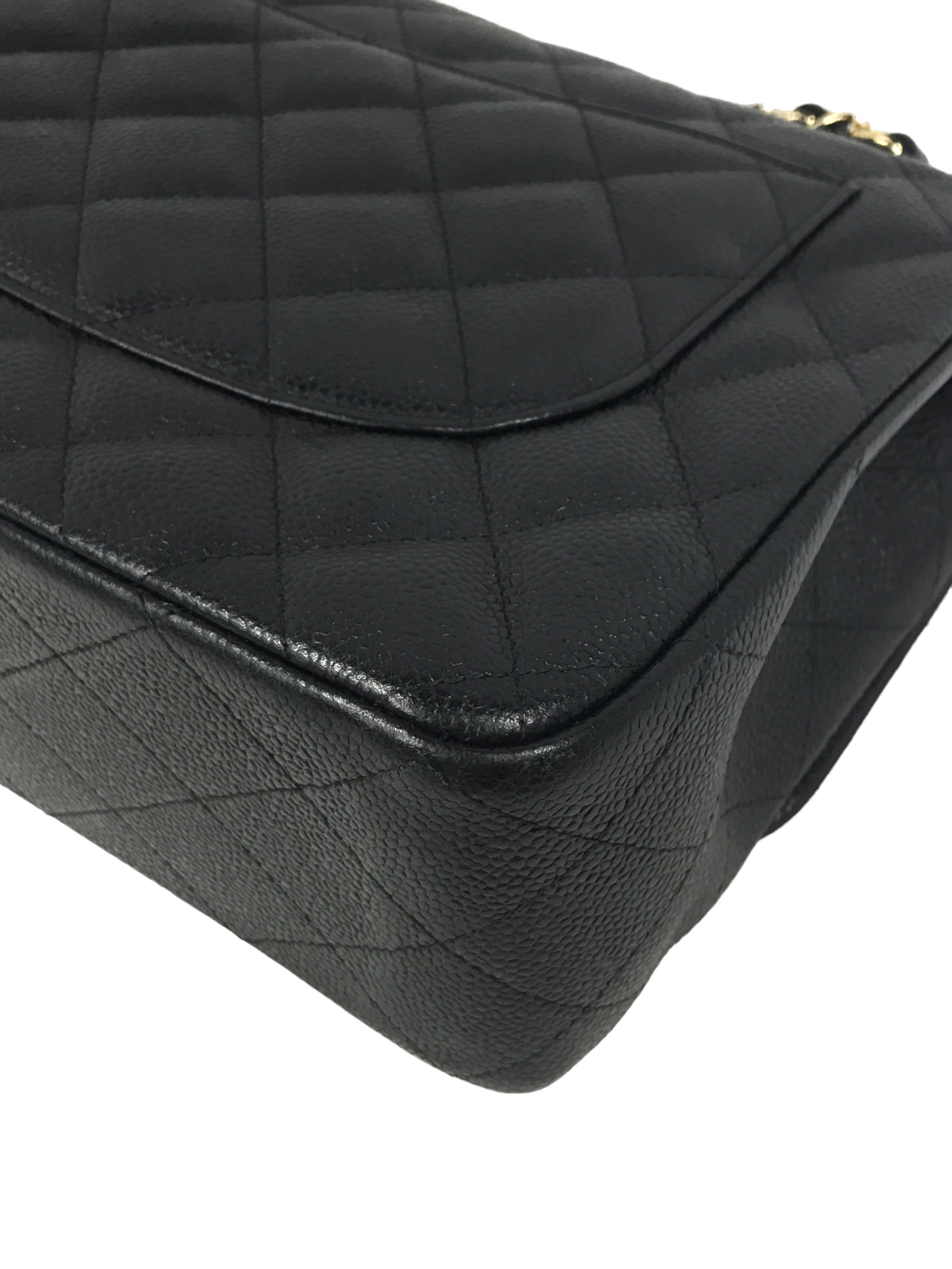 Black Caviar Quilted Double Flap Jumbo Classic Flap w/GHW