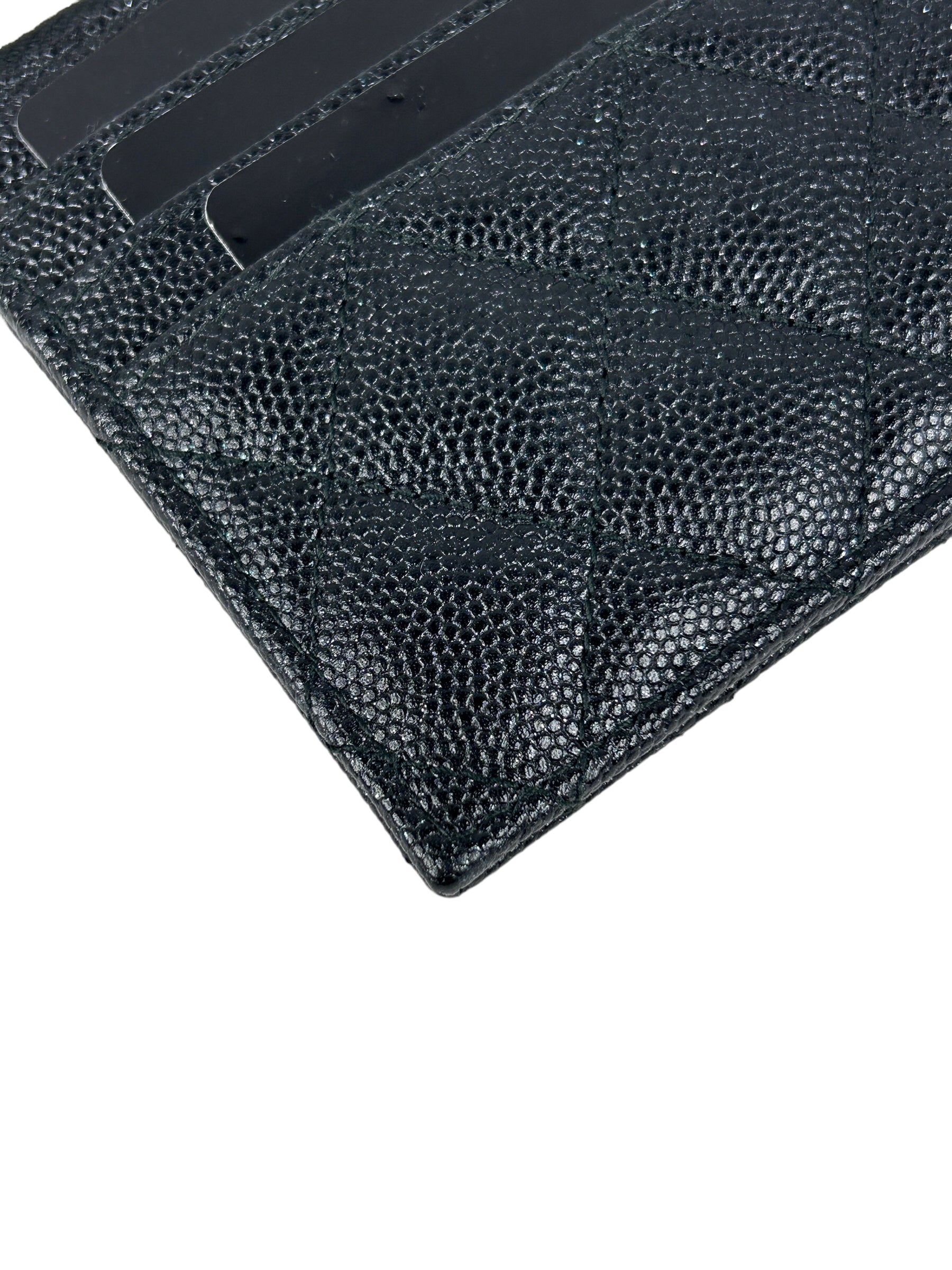 18C Black Caviar Quilted O-card Wallet w/RHW