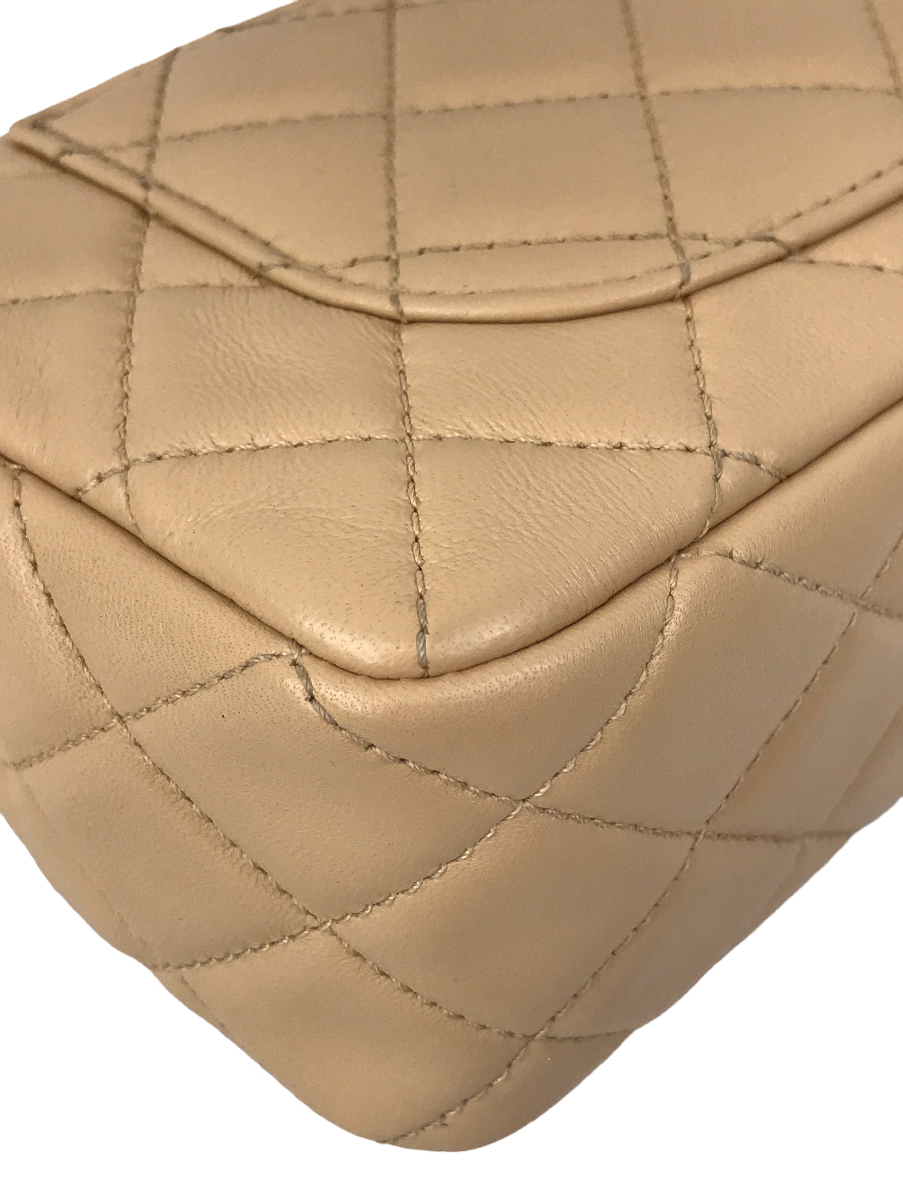 Lambskin Quilted Leather Mini Rectangle Pearl Crush w/AGHW