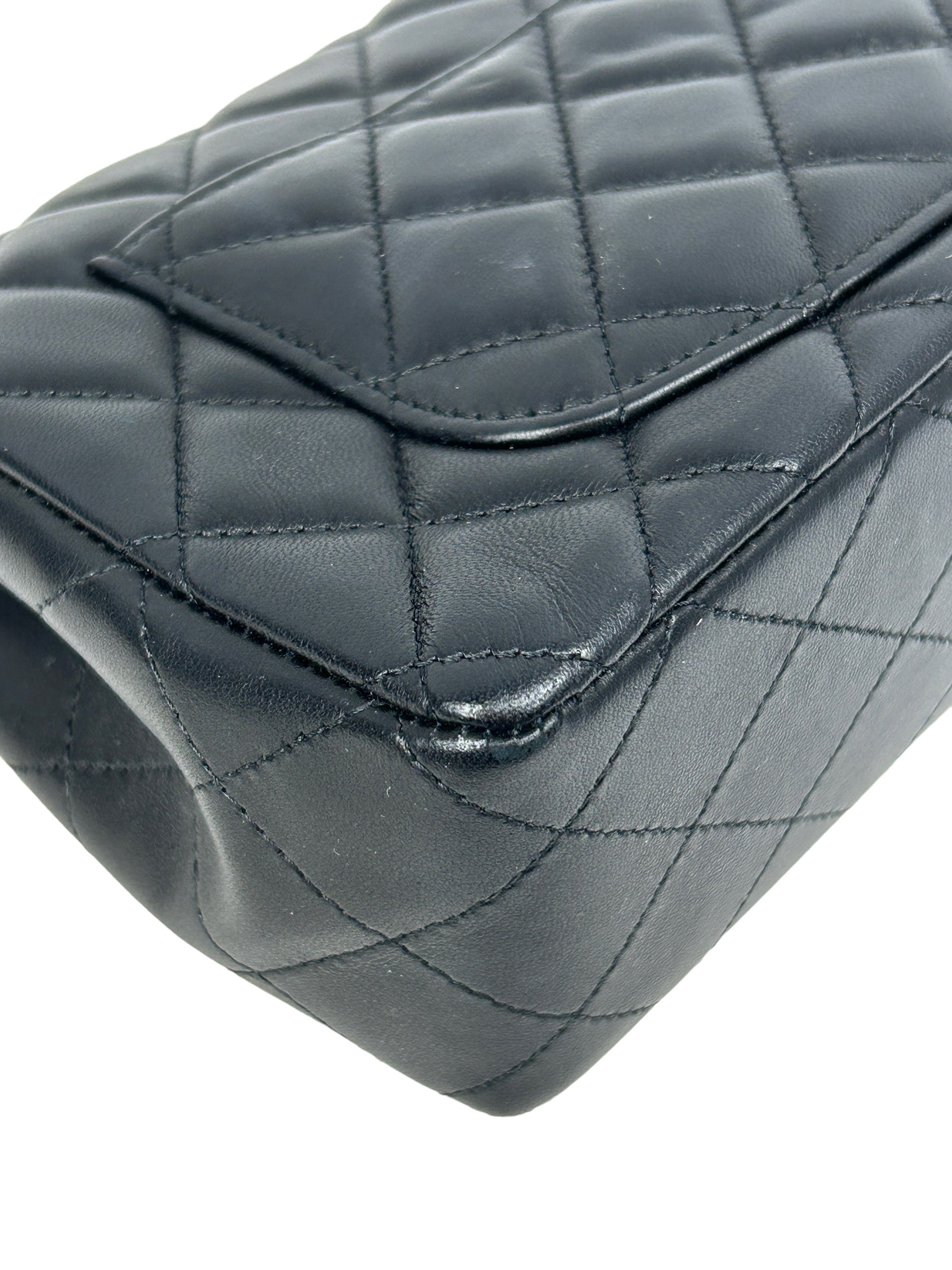 Black Quilted Lambskin Single Flap Mini Rectangle w/SHW
