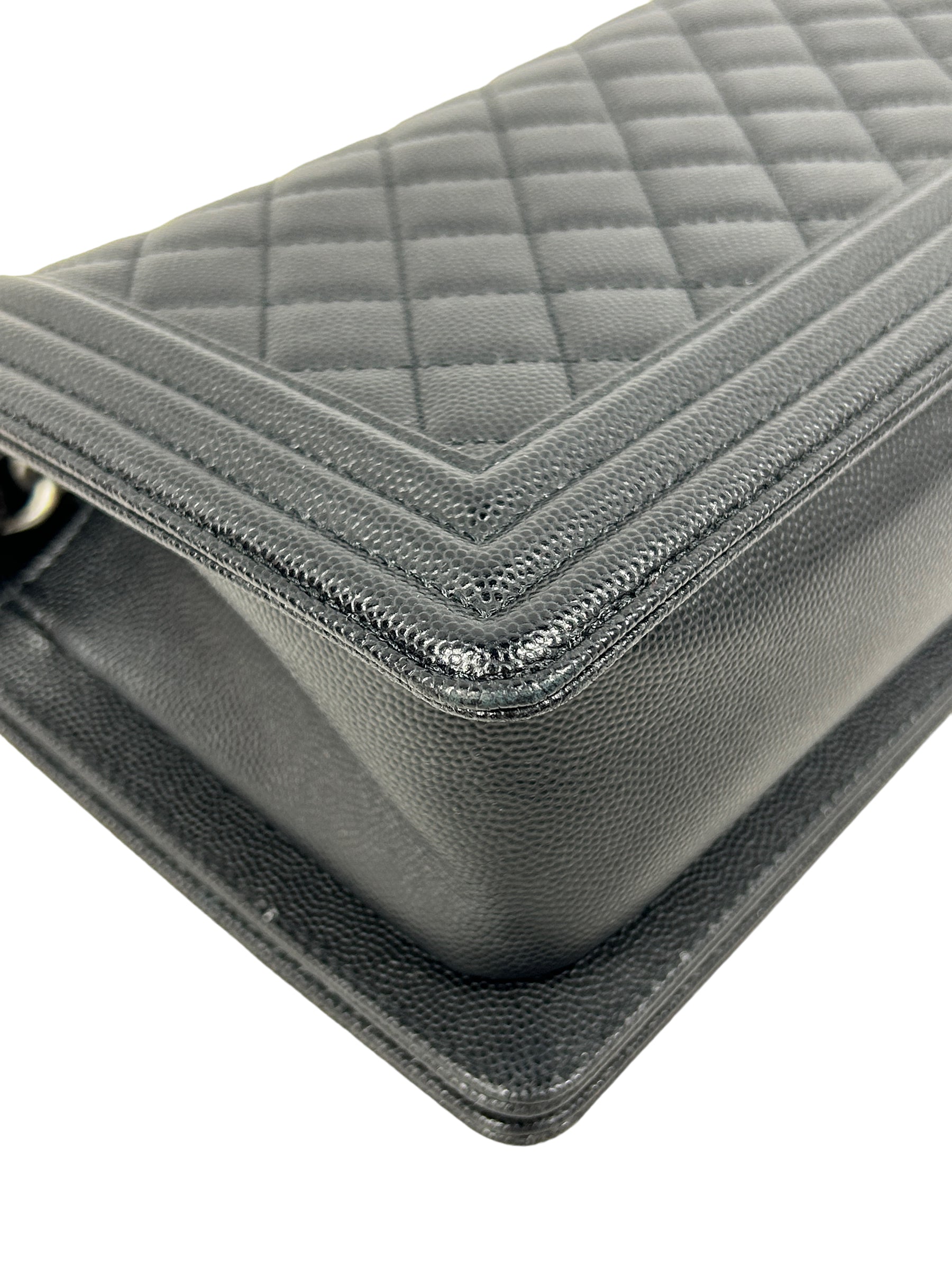 Black Caviar Quilted Old Medium Boy Bag w/ RHW