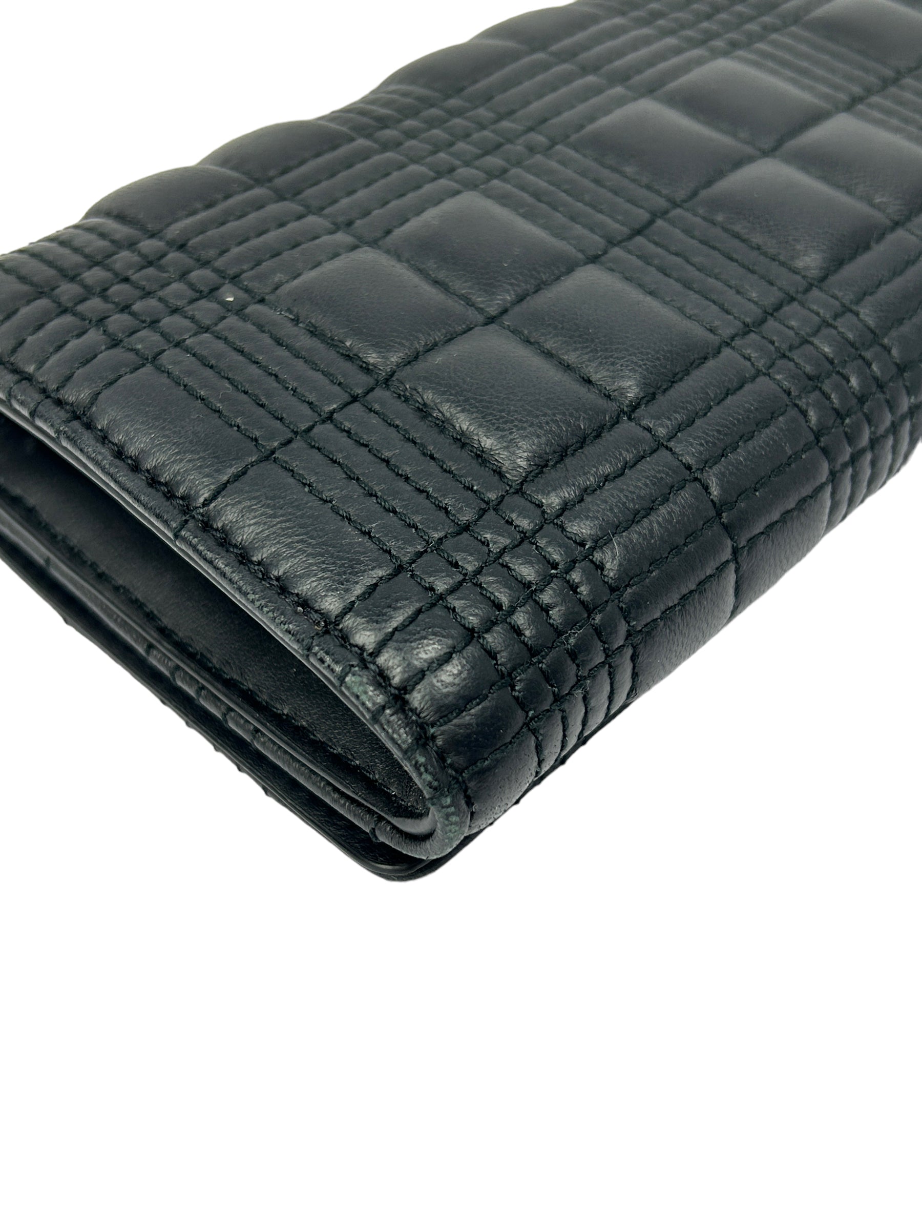 Black Quilted Lola Lambskin Leather Wallet