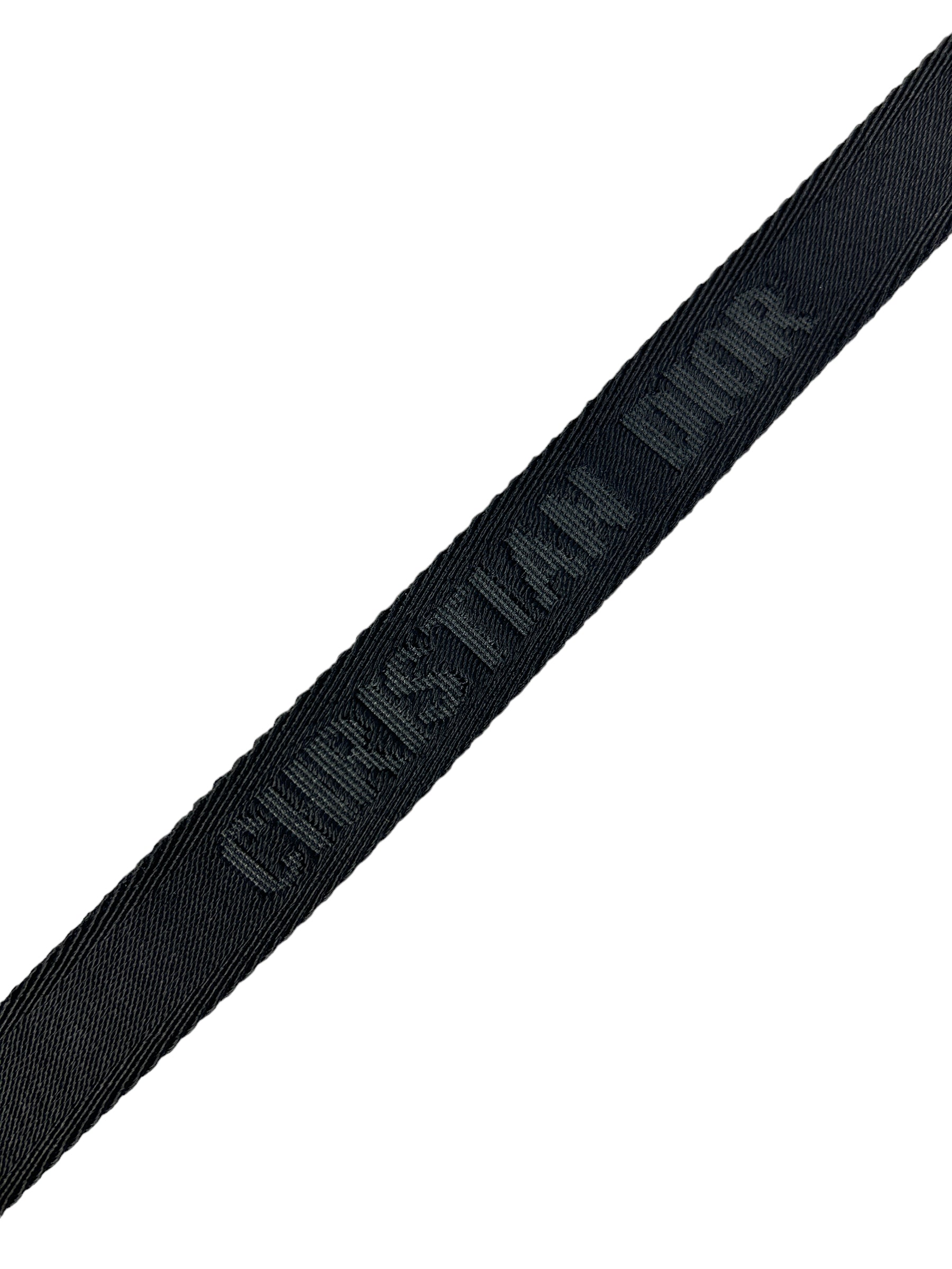 Thin Black Jacquard Logo Saddle Belt w/AGHW