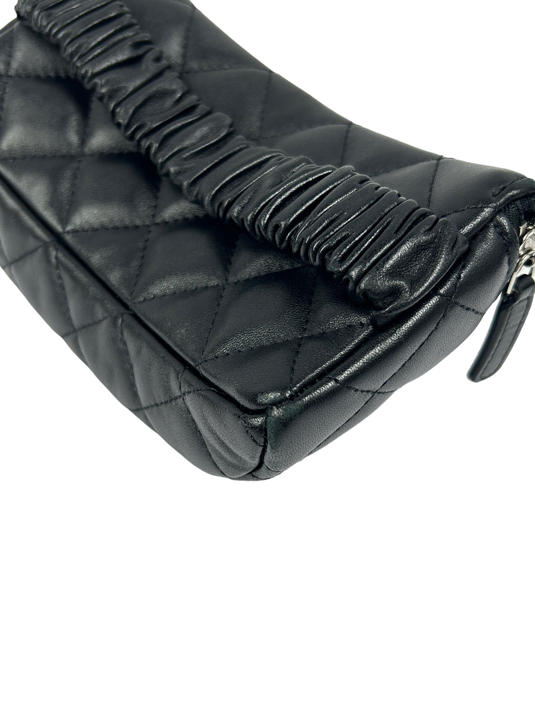 Black Quilted Lambskin Mini Arm Band Pouch w/SHW