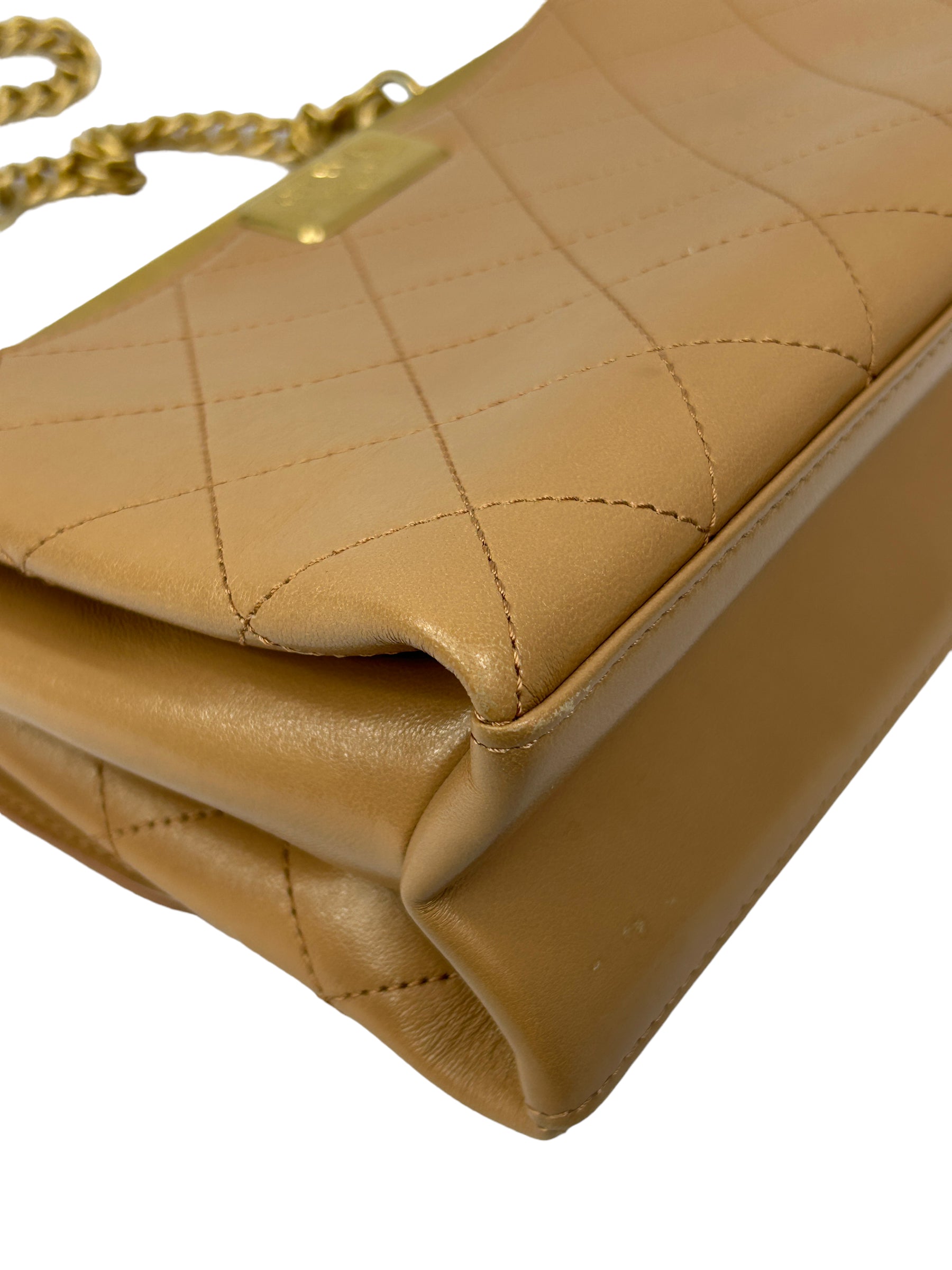 Tan Calfskin Quilted Leather Crossbody w/AGHW