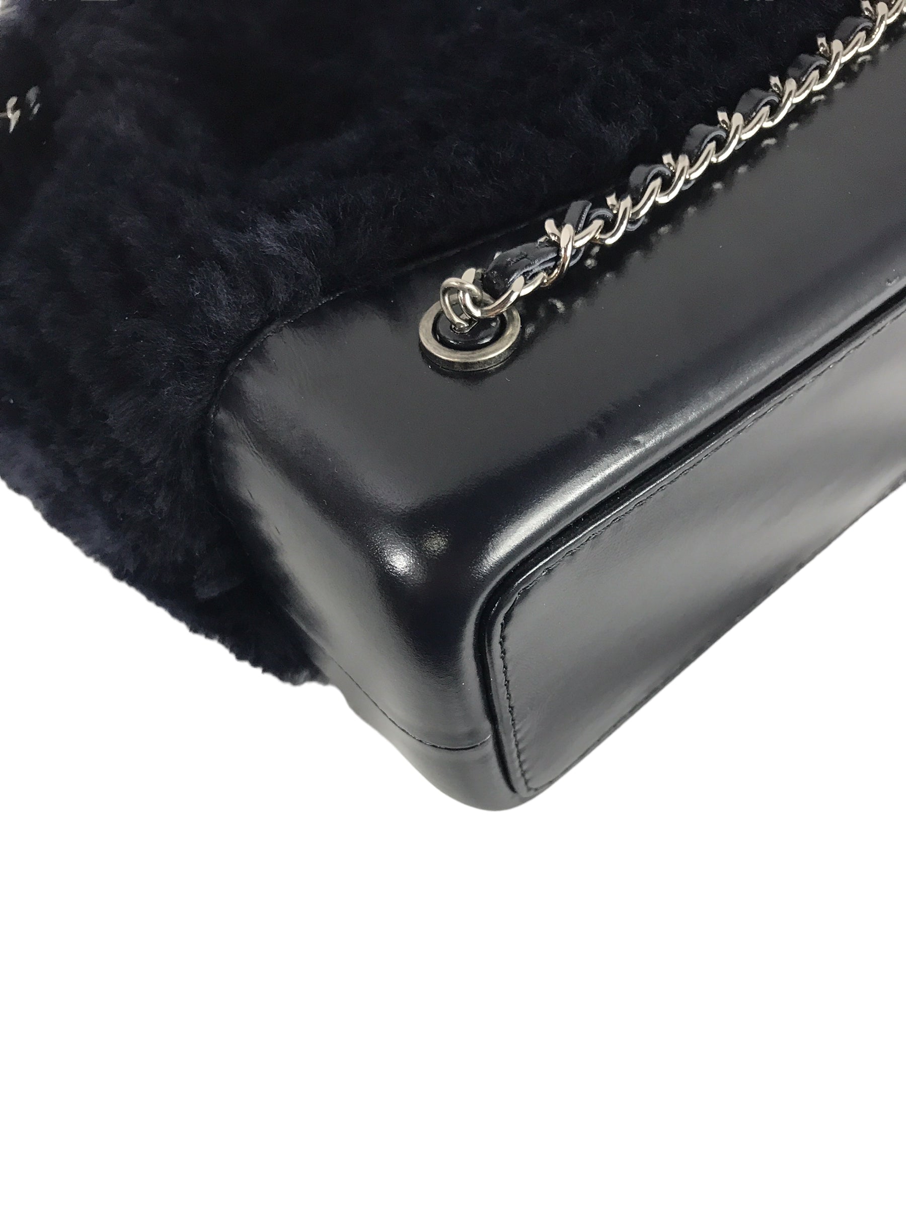 Chanel Navy Shearling/ Aged Calfskin Leather Gabrielle Backpack w/ AGHW/RHW/GHW