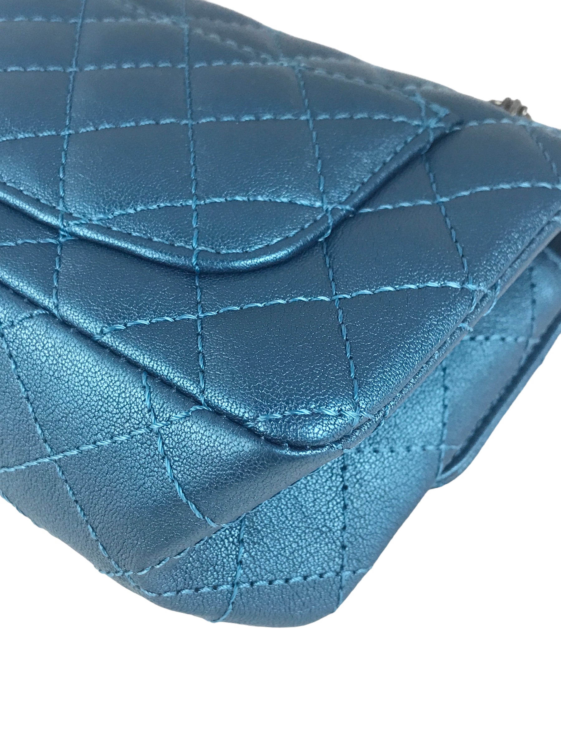 Blue Iridescent Quilted Mini Reissue W/RHW