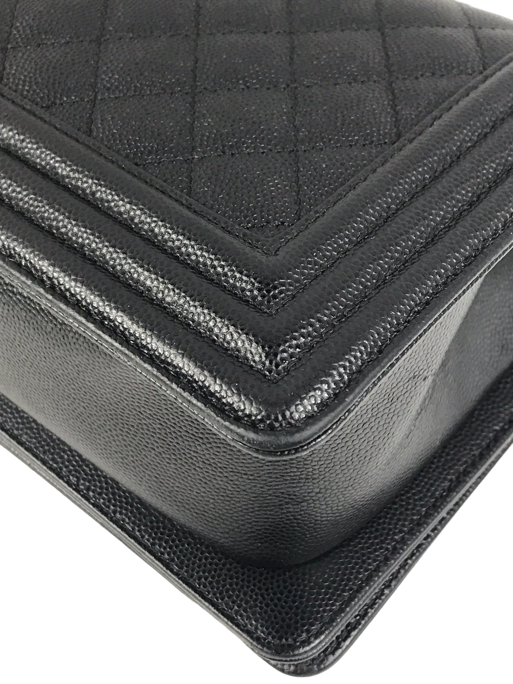 Black Caviar Quilted Old Medium Boy Bag W/RHW