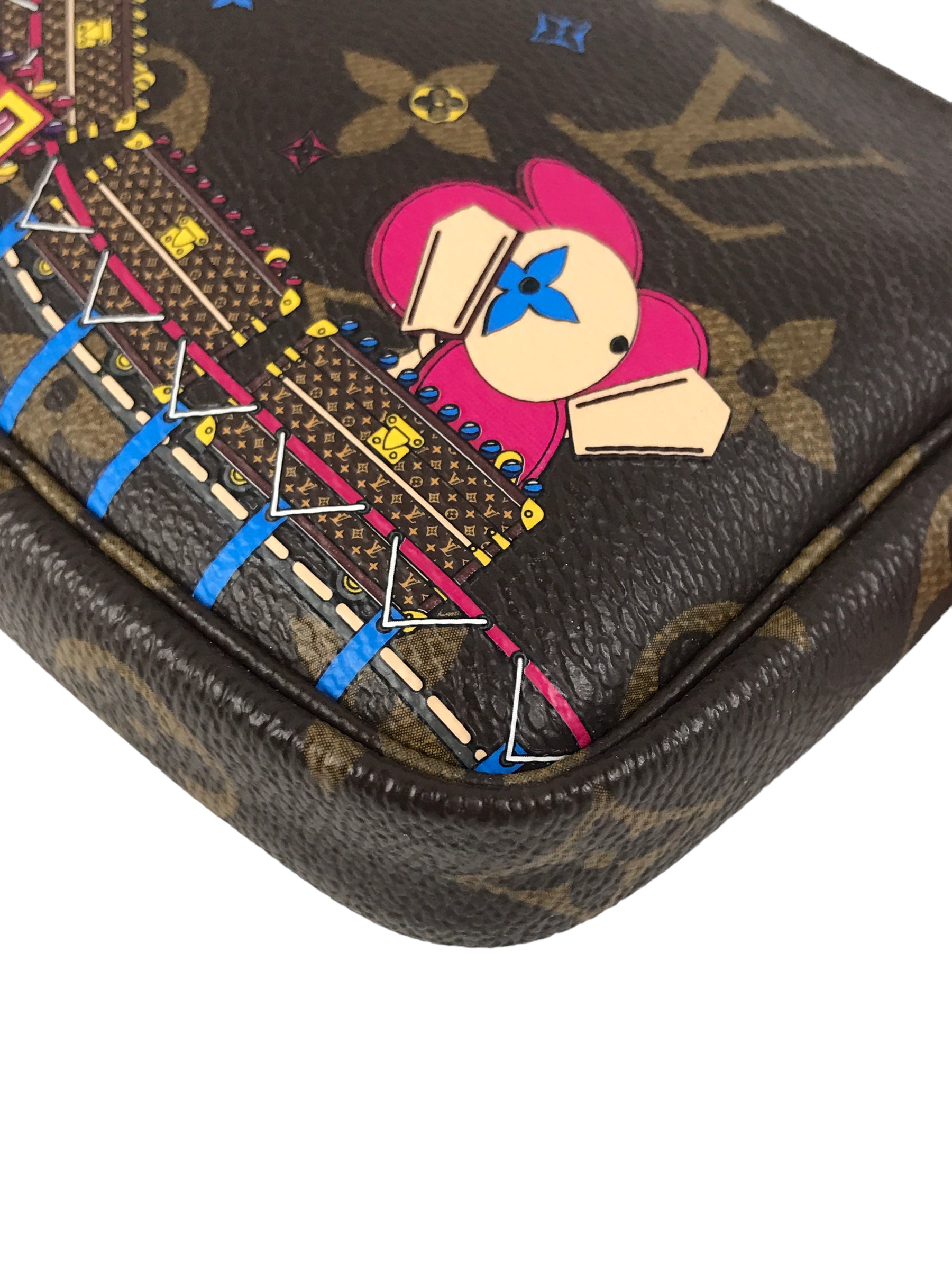 Monogram 2020 Christmas Animation Roller Coaster Mini Pochette Accessories Pivoine W/GHW