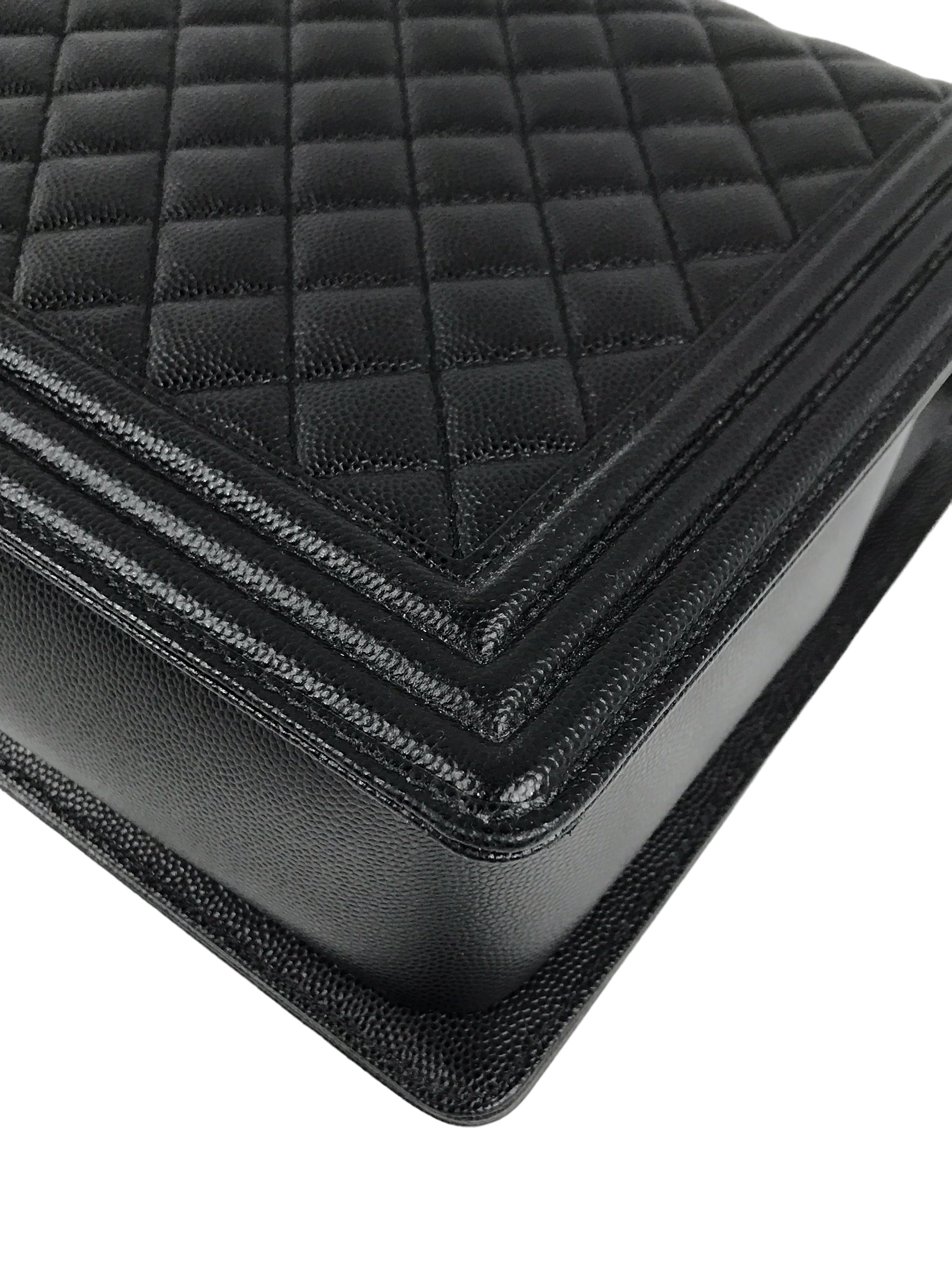 Black Caviar Quilted Large Boy Bag W/AGHW