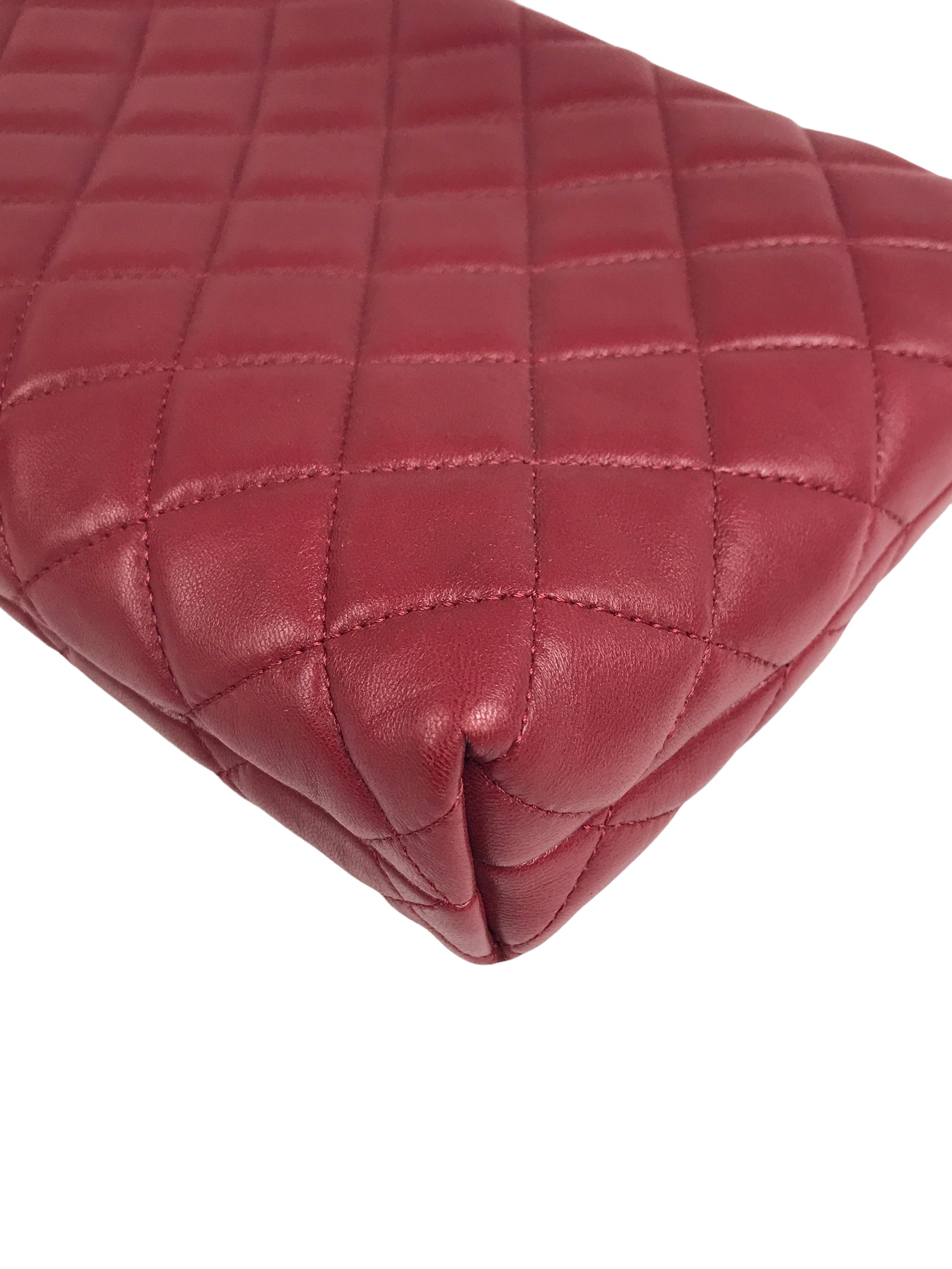 Red Quilted Lambskin CC Clutch W/SHW