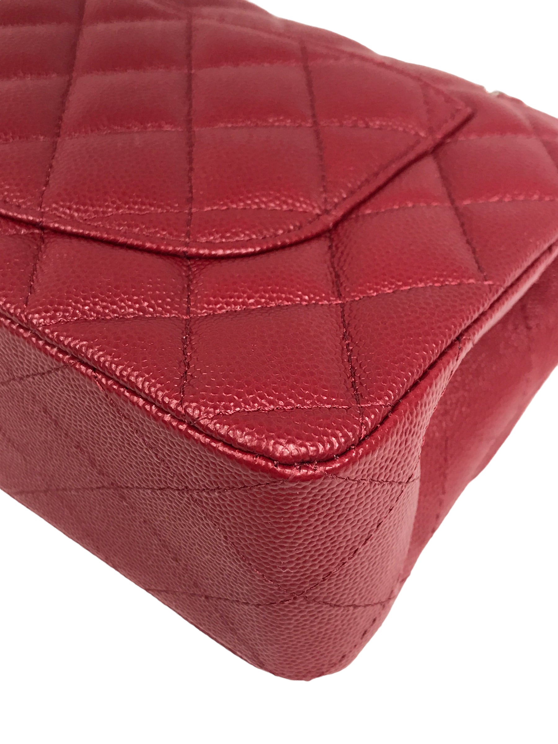 17B Red Caviar Quilted Double Flap Small W/SHW