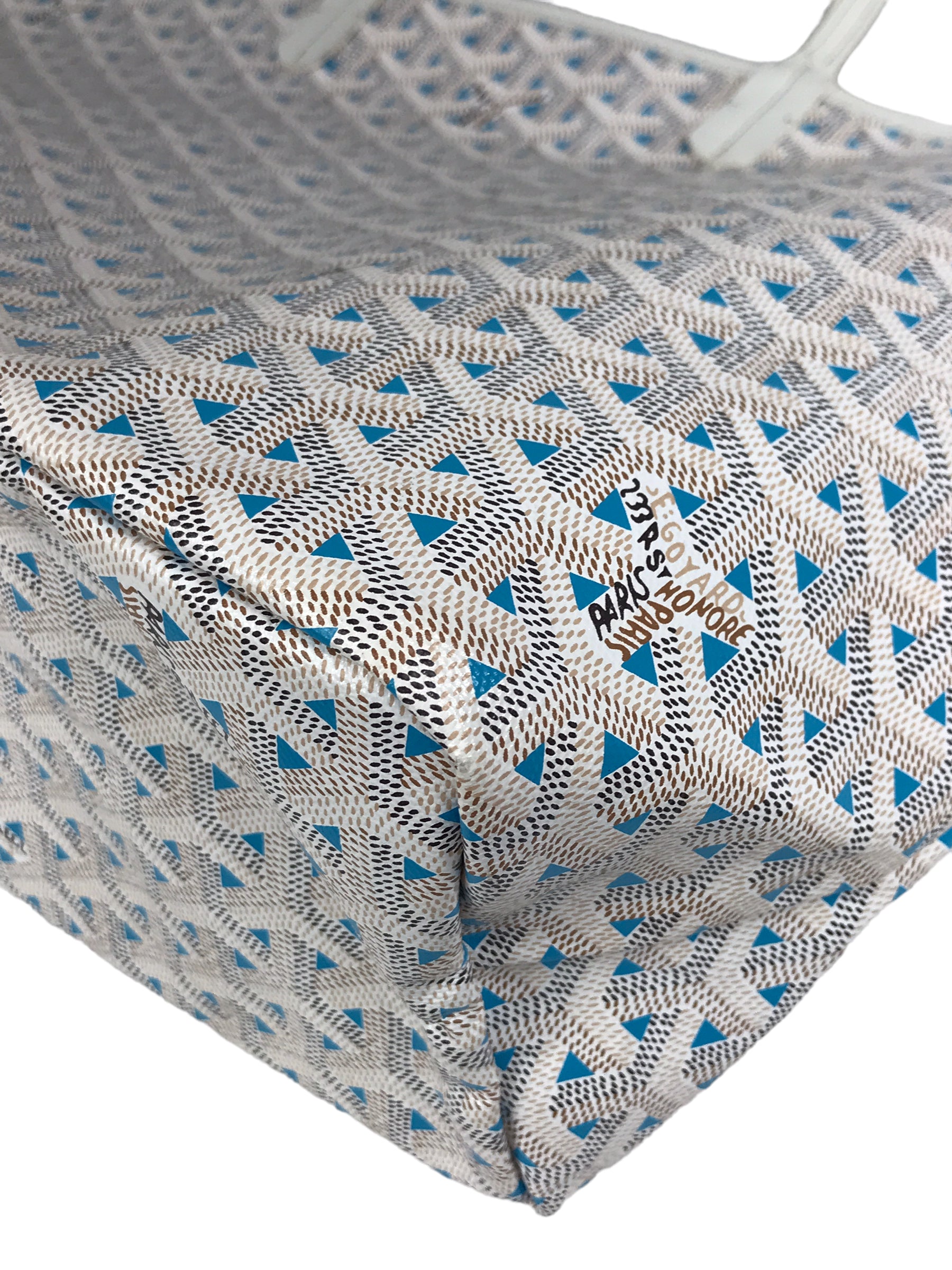 Limited Edition Blue and White Goyardine Canvas and Calfskin Saint Louis Claire-Voie PM Tote