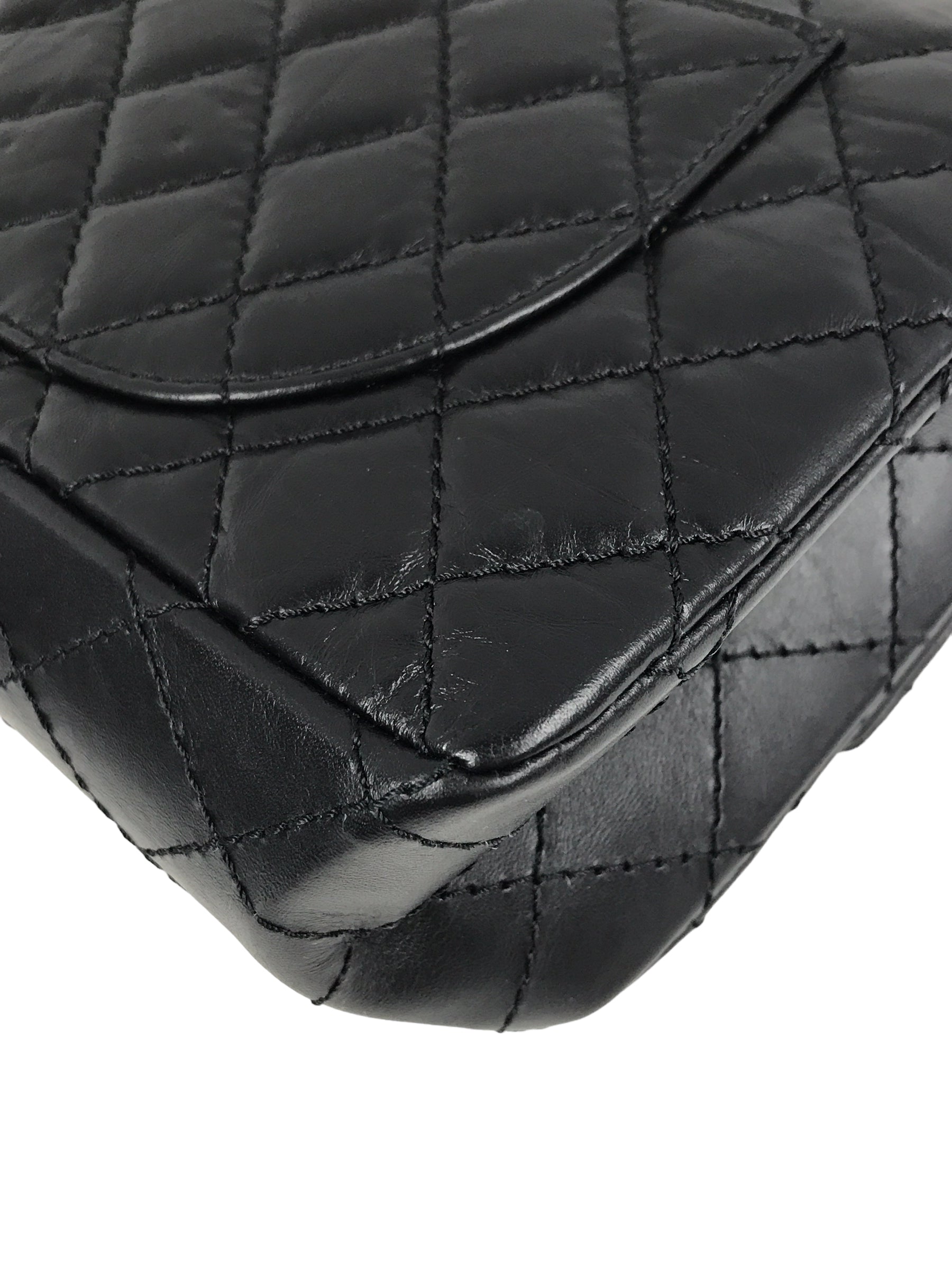 225 Black Quilted Crinkled Aged Calfskin Small Reissue W/AGHW