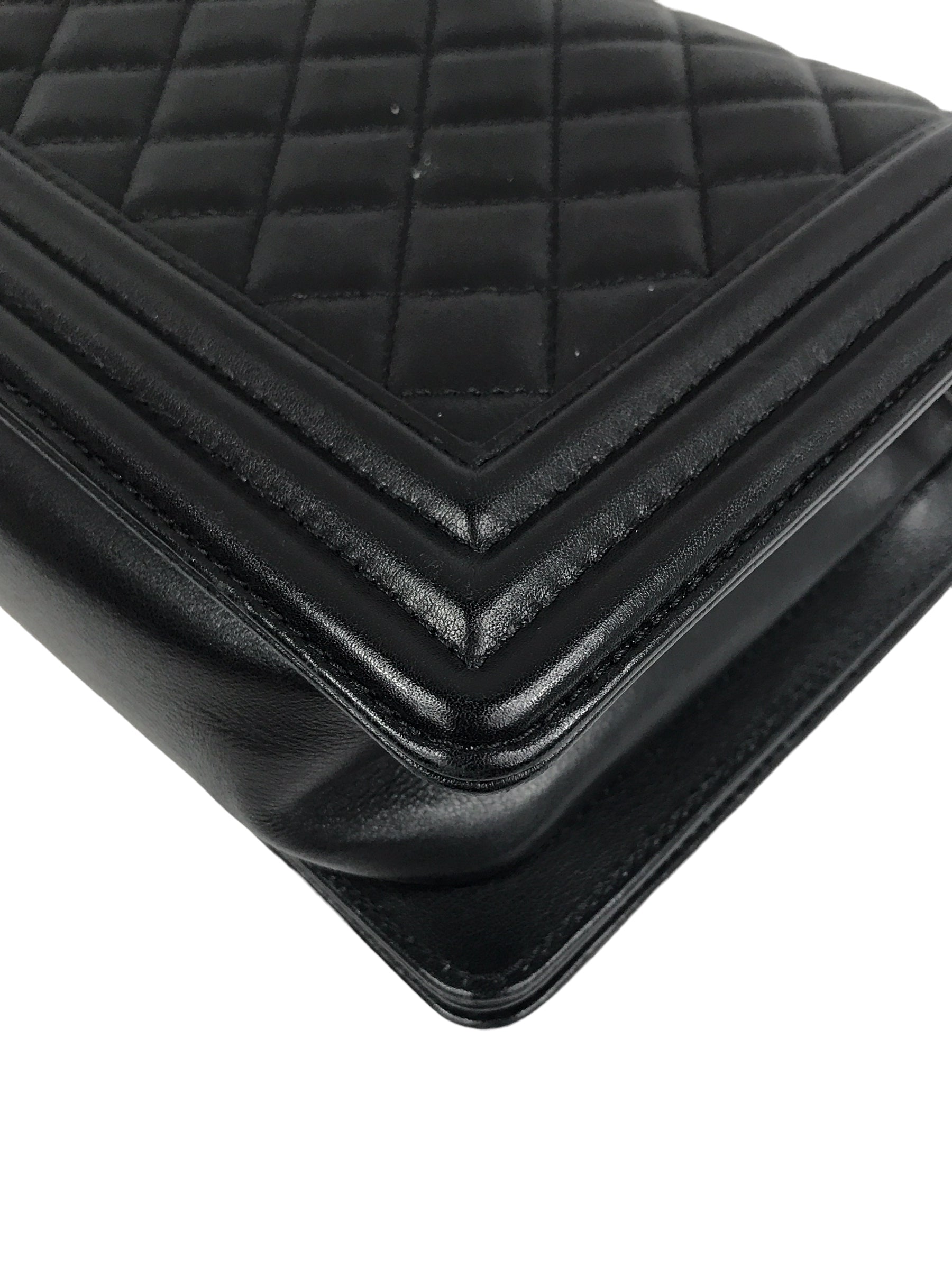 Black Quilted Lambskin Medium Boy Bag W/AGHW