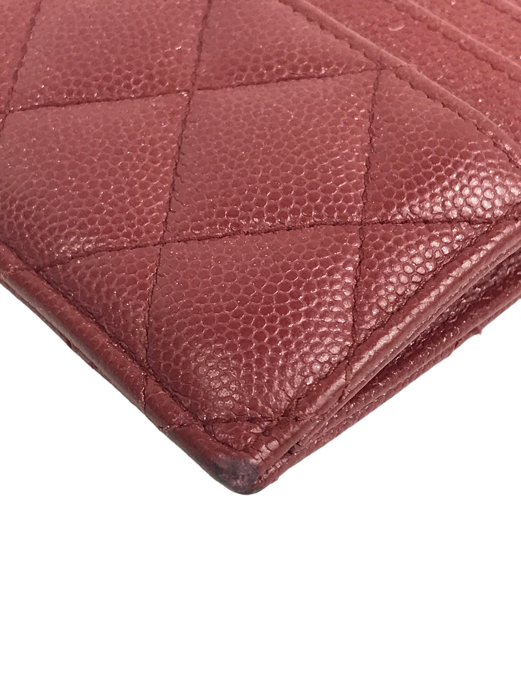 Brick Quilted Caviar CC Zip Card Holder Case w/ GHW