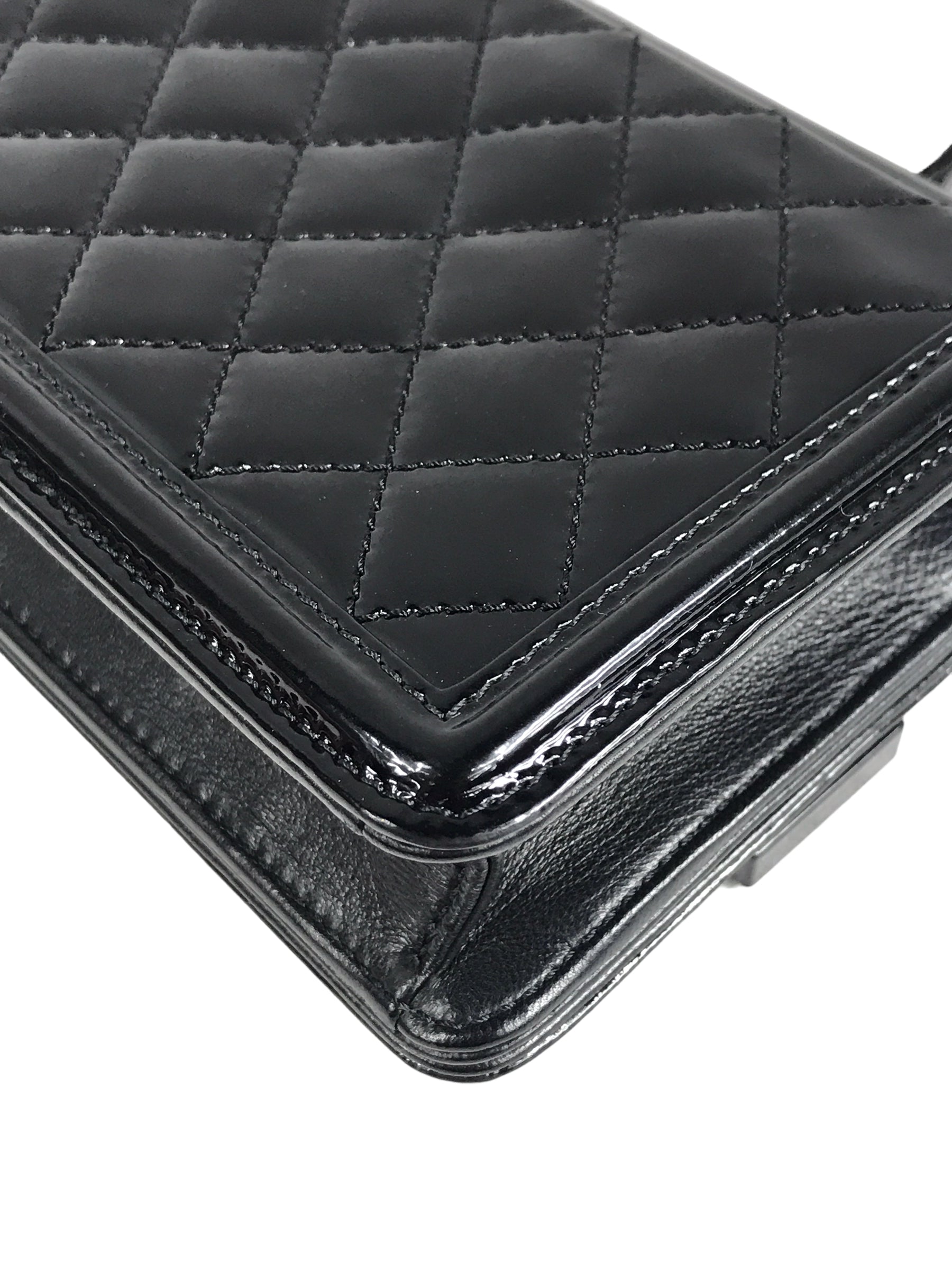 Nude/Black Striped Plexiglass and Black Patent Leather Boy Brick Flap Bag w/SHW