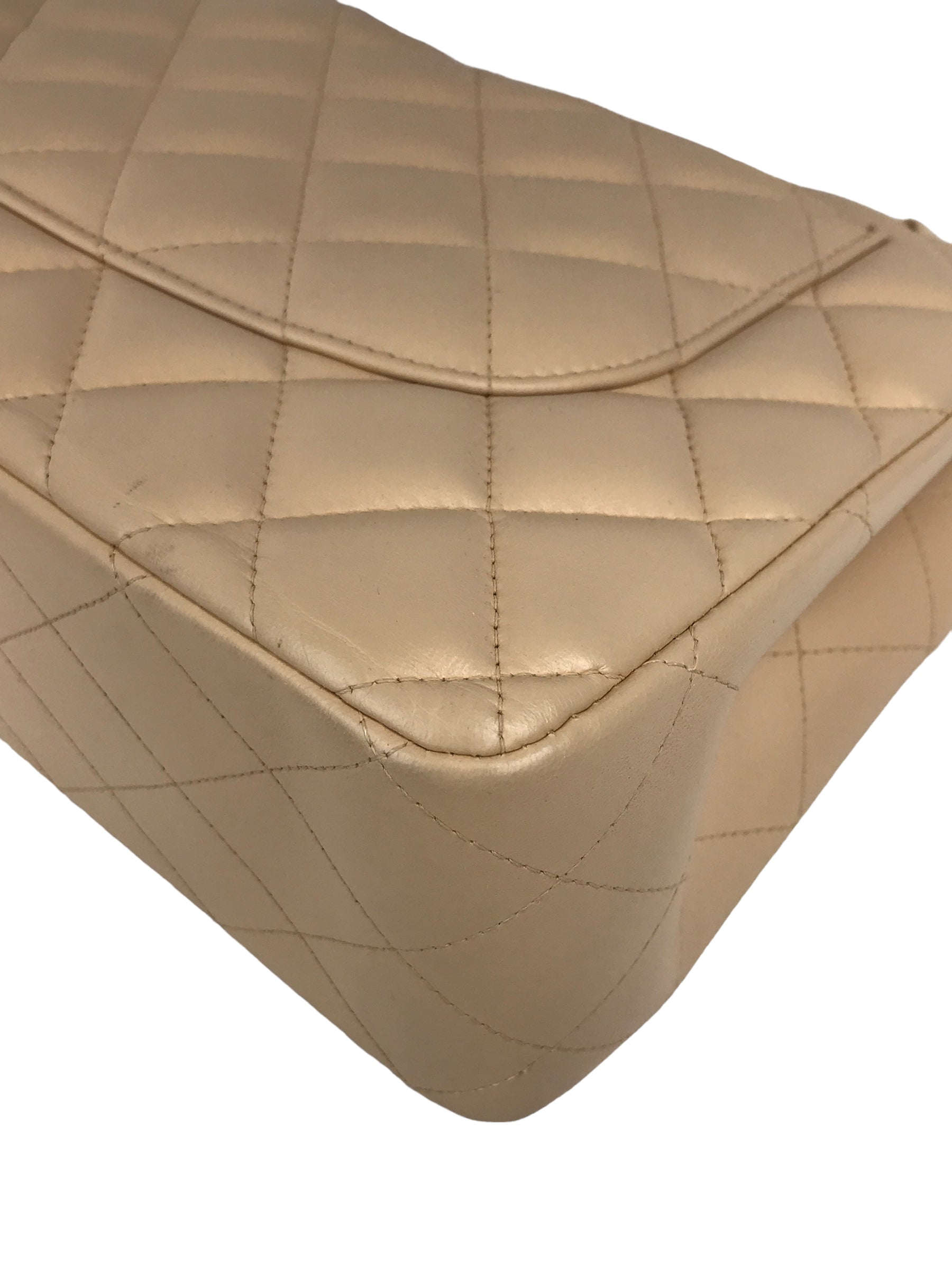 Beige Clair Quilted Lambskin Jumbo w/GHW