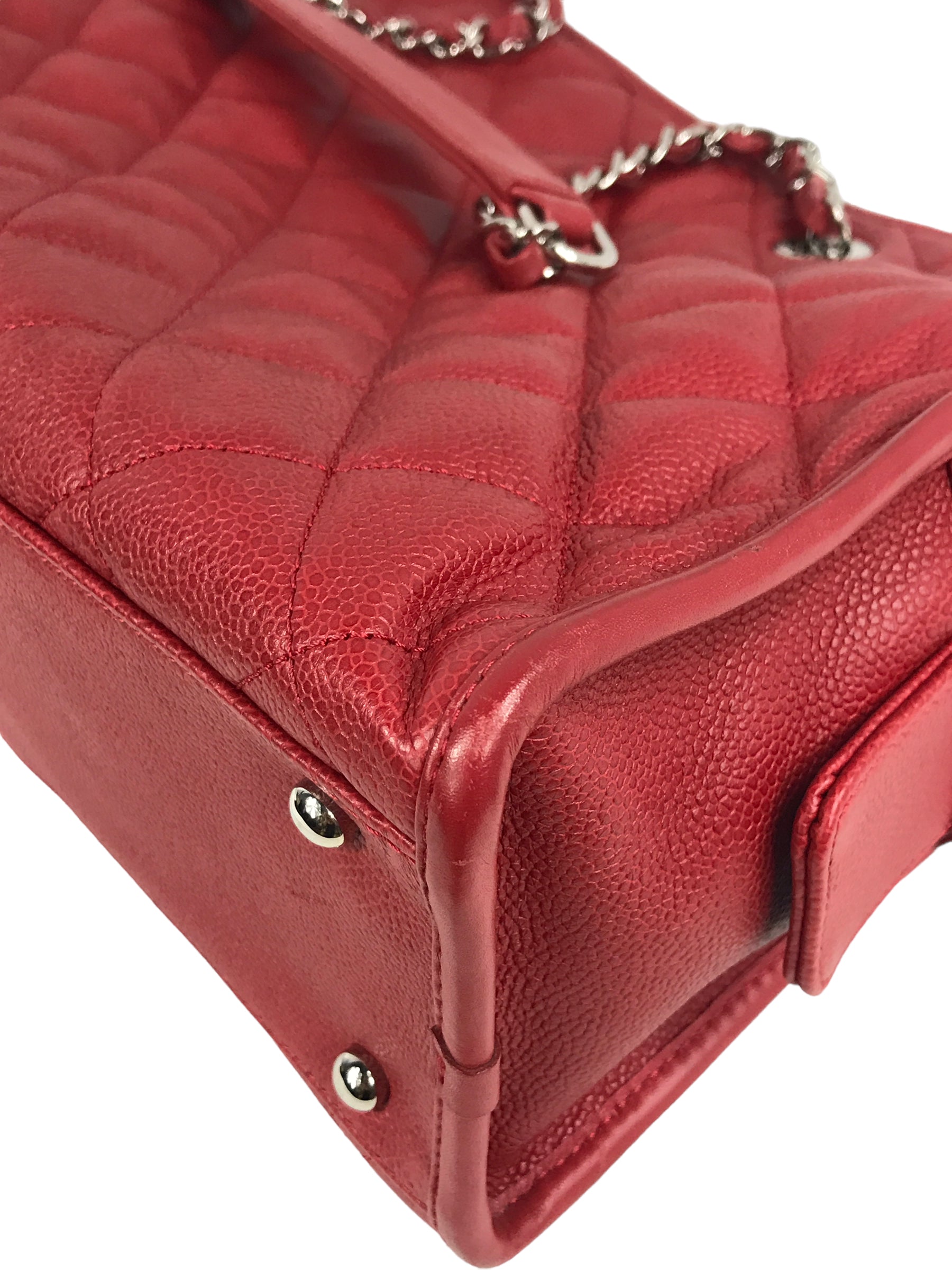 Red Caviar Quilted French Riviera Tote Bag w/SHW