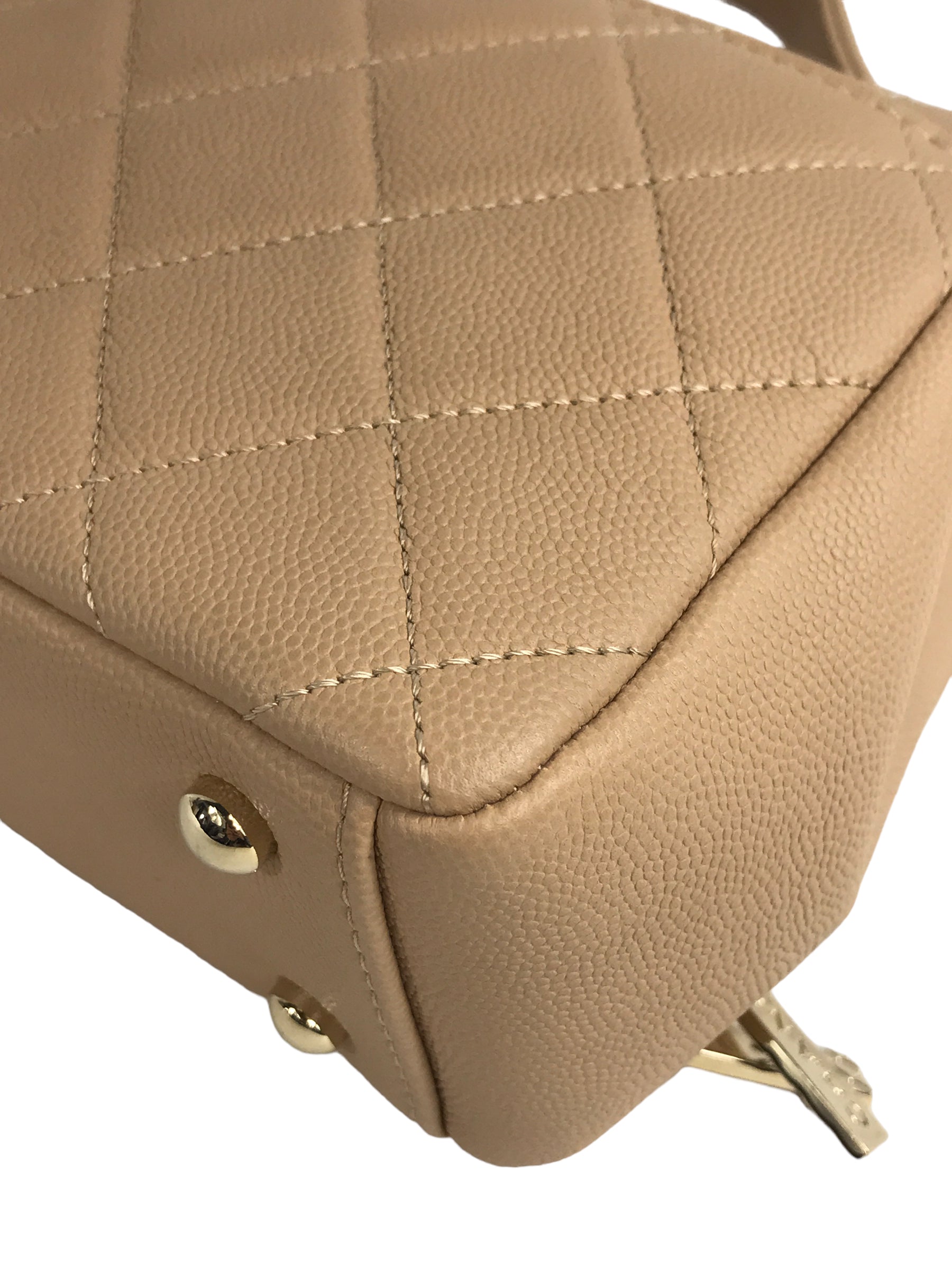 Beige Caviar Quilted Calfskin Small Business Affinity Flap Bag W/GHW