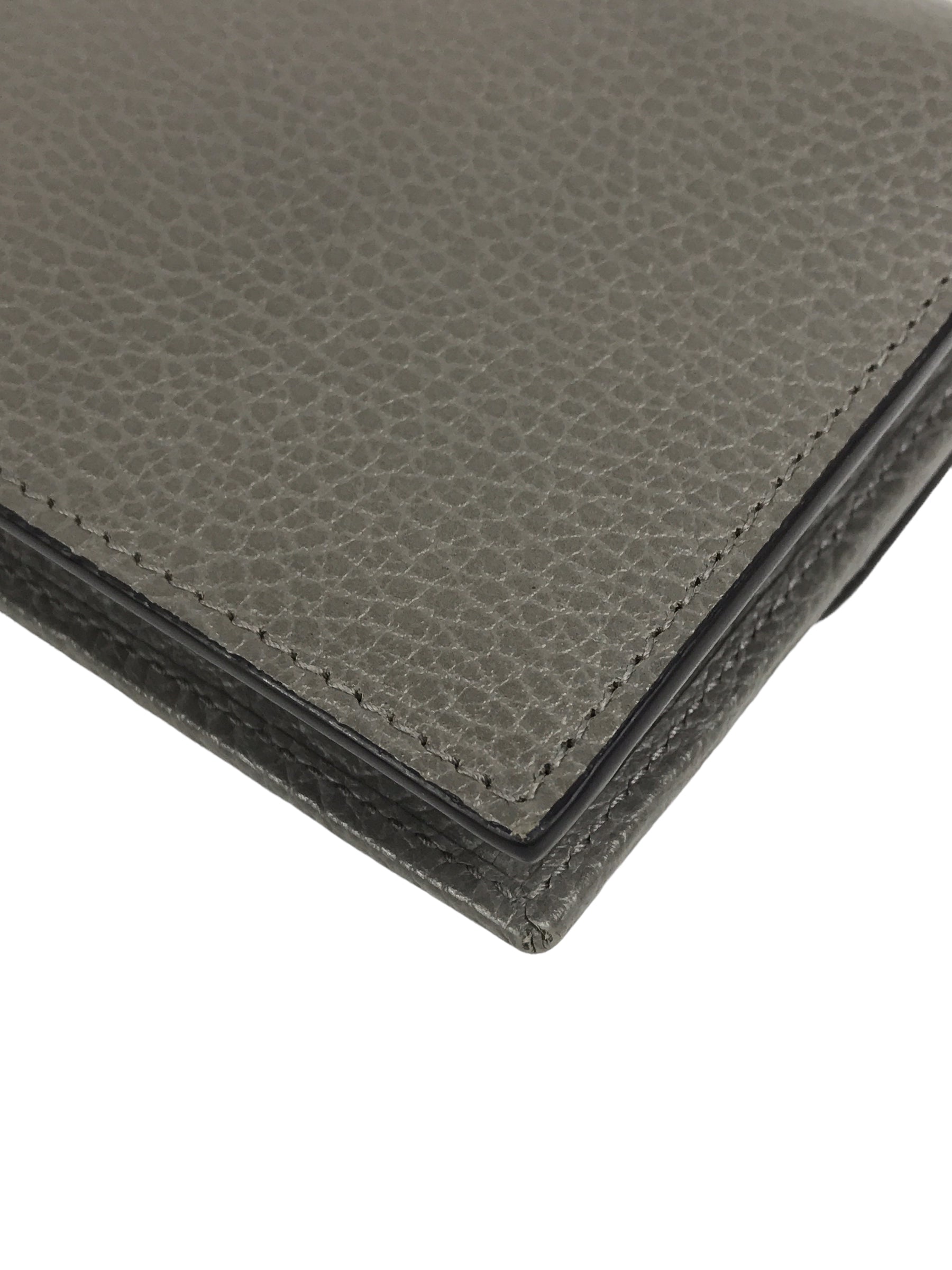 Dove Grey Grained Calfskin Leather Dollar Interlocking GG Wallet On Chain w/GHW