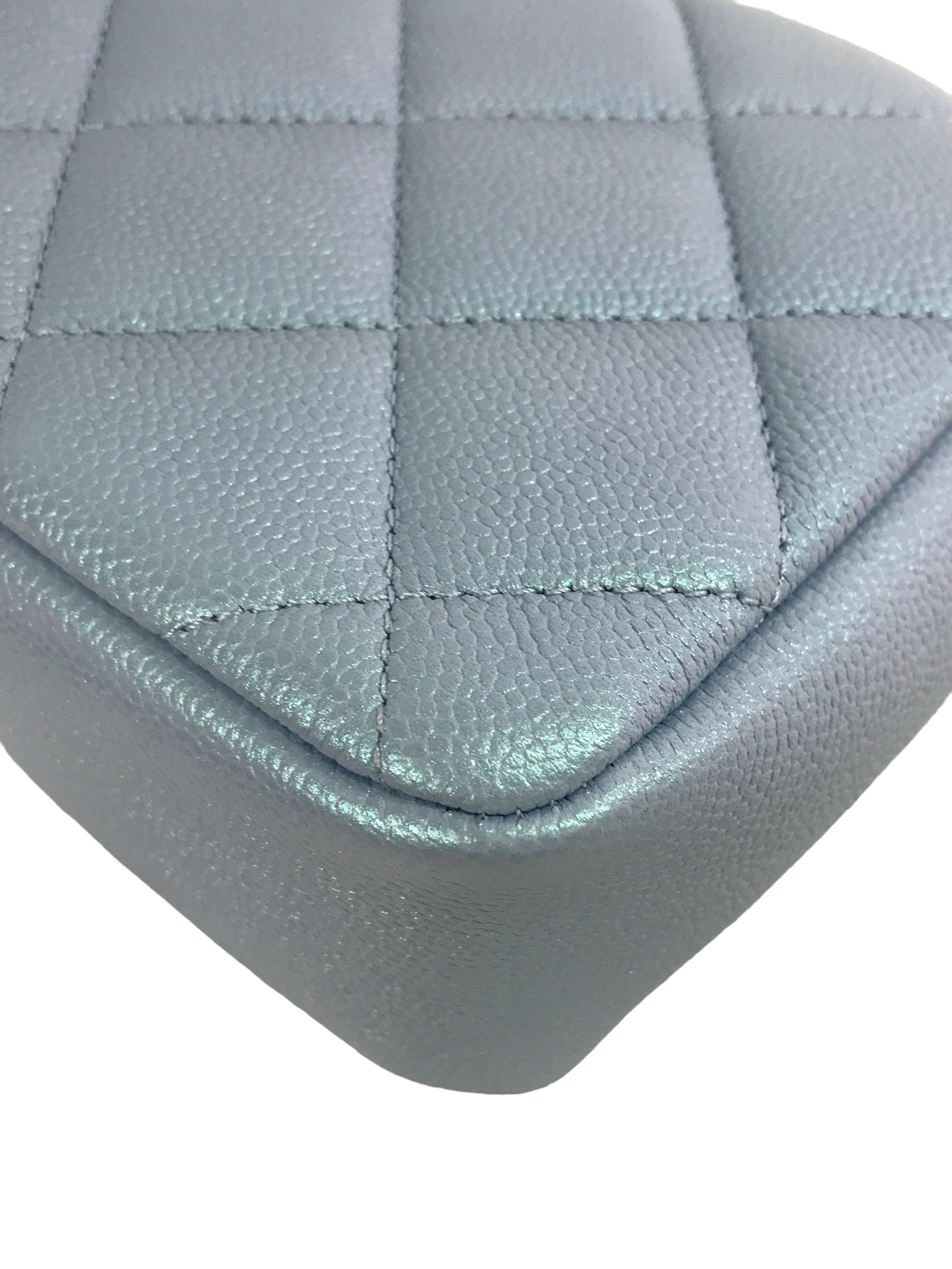 Quilted Caviar Ice Blue 21K Iridescent Mini Square W/AGHW