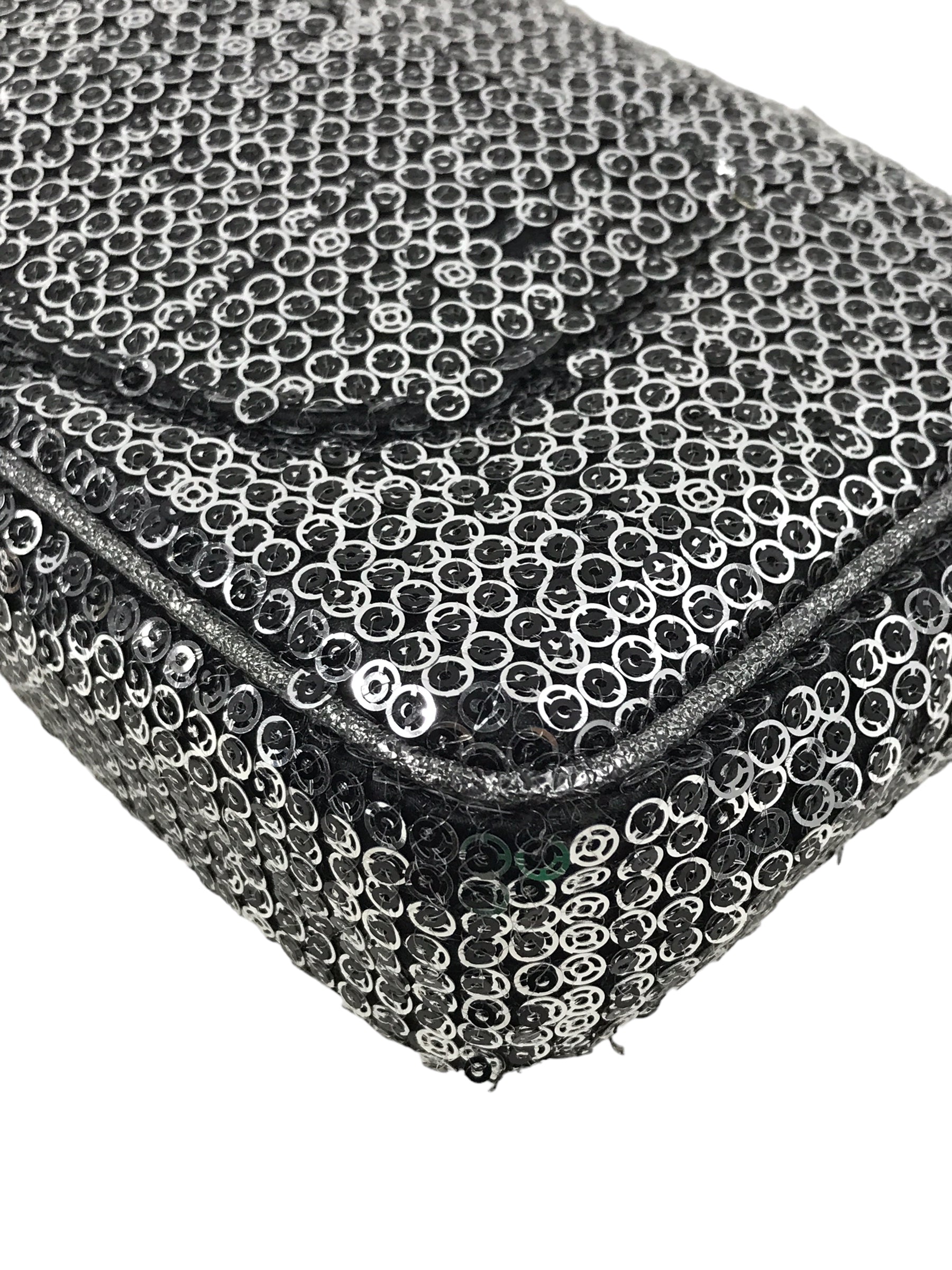 Chanel Vintage Silver/Grey Medium Sequins Flap Bag w/SHW