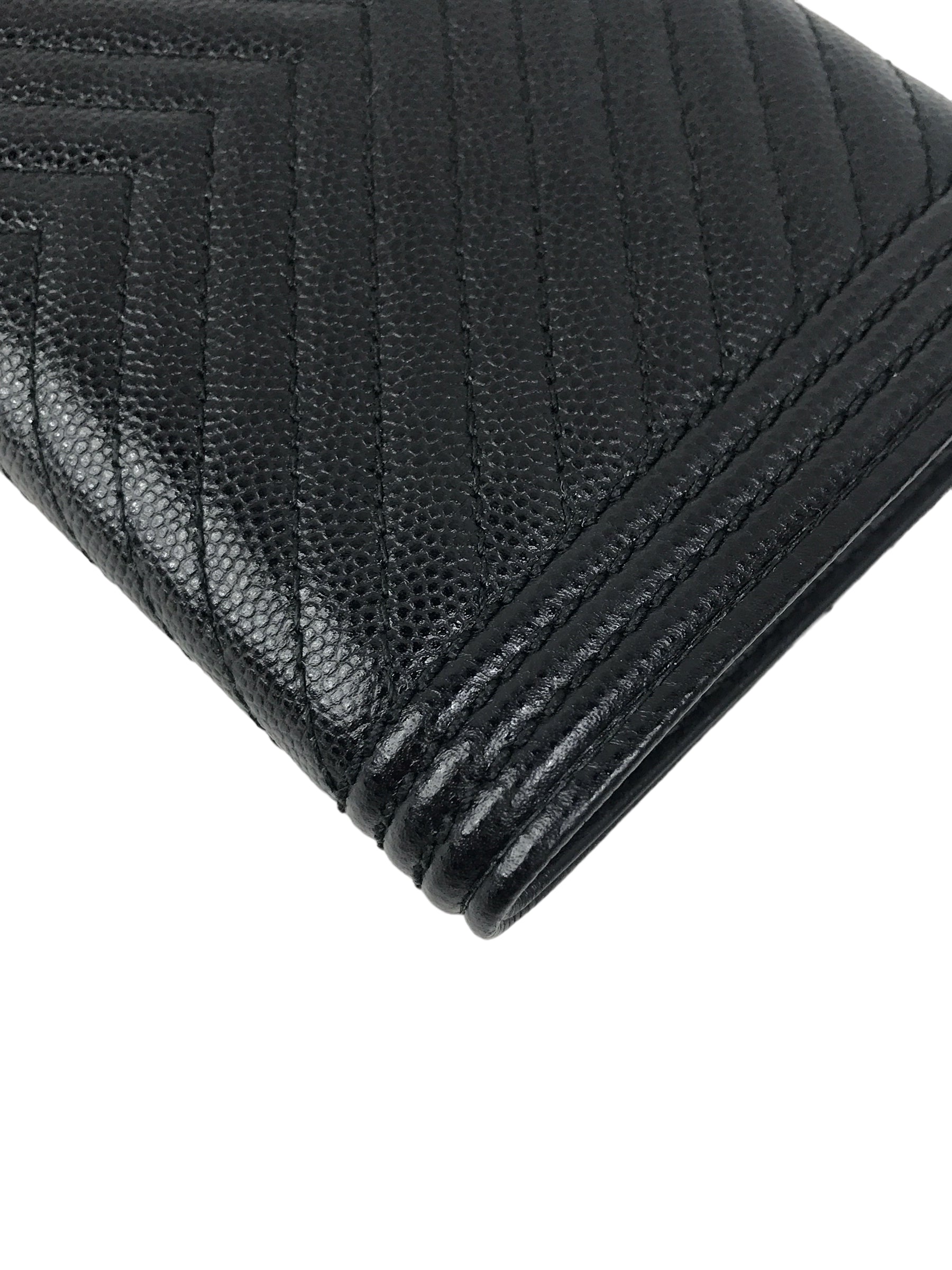 Black Caviar Chevron Boy Flap Wallet w/RHW