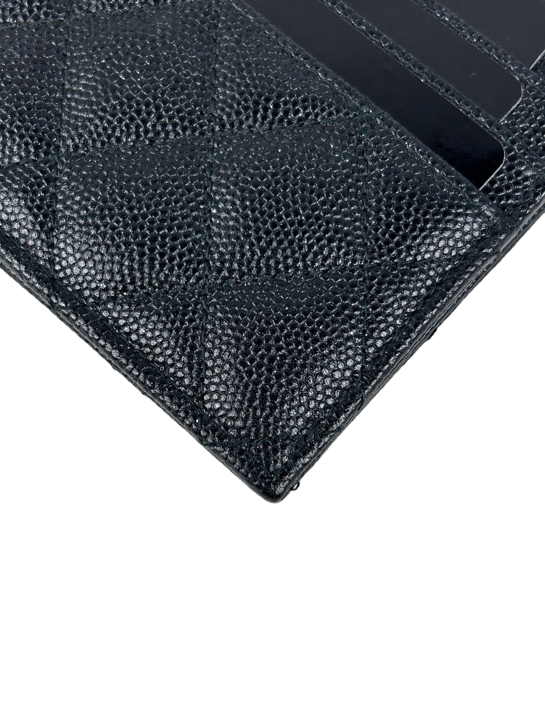 18C Black Caviar Quilted O-card Wallet w/RHW