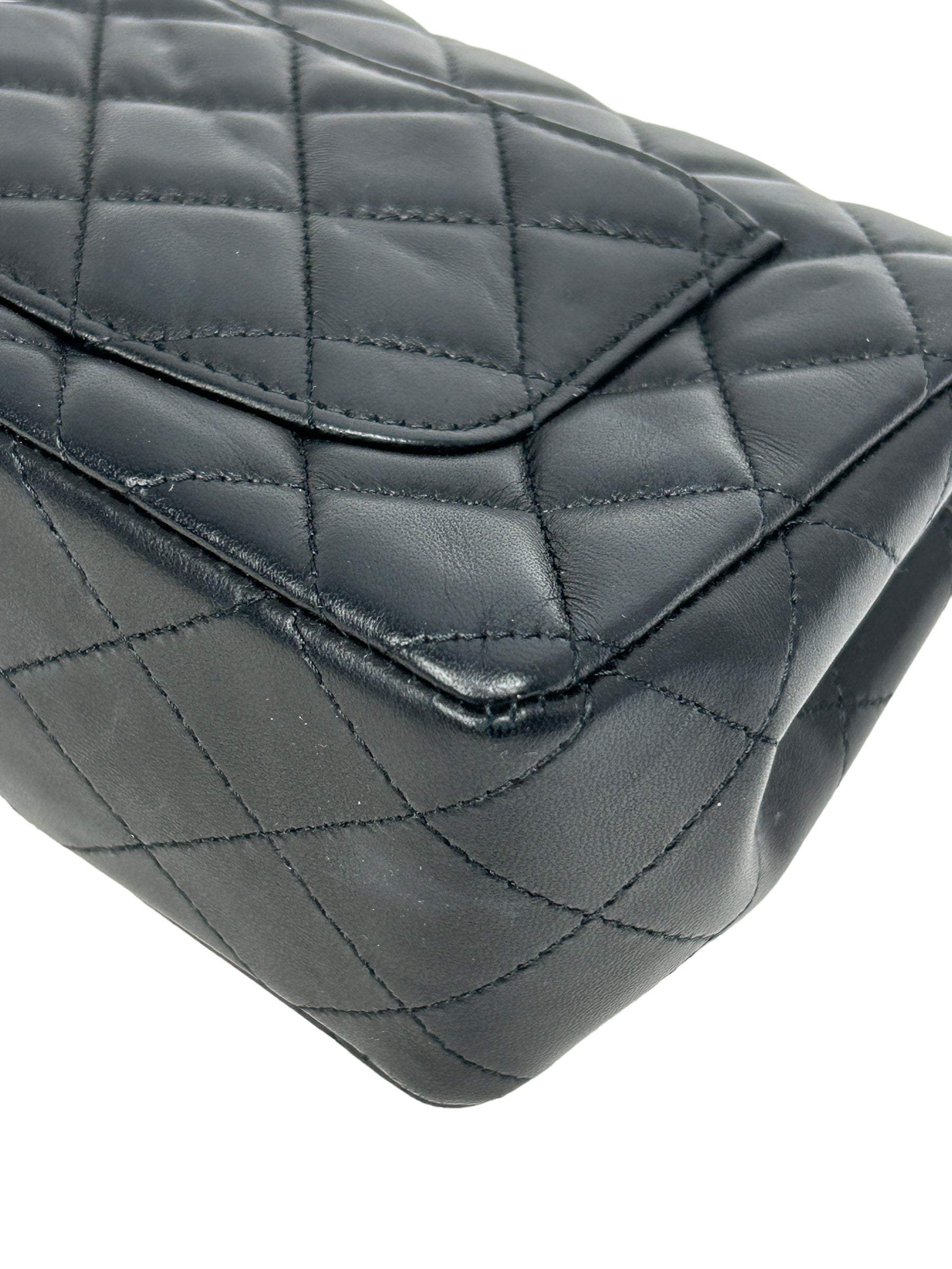 Black Quilted Lambskin Single Flap Mini Rectangle w/SHW