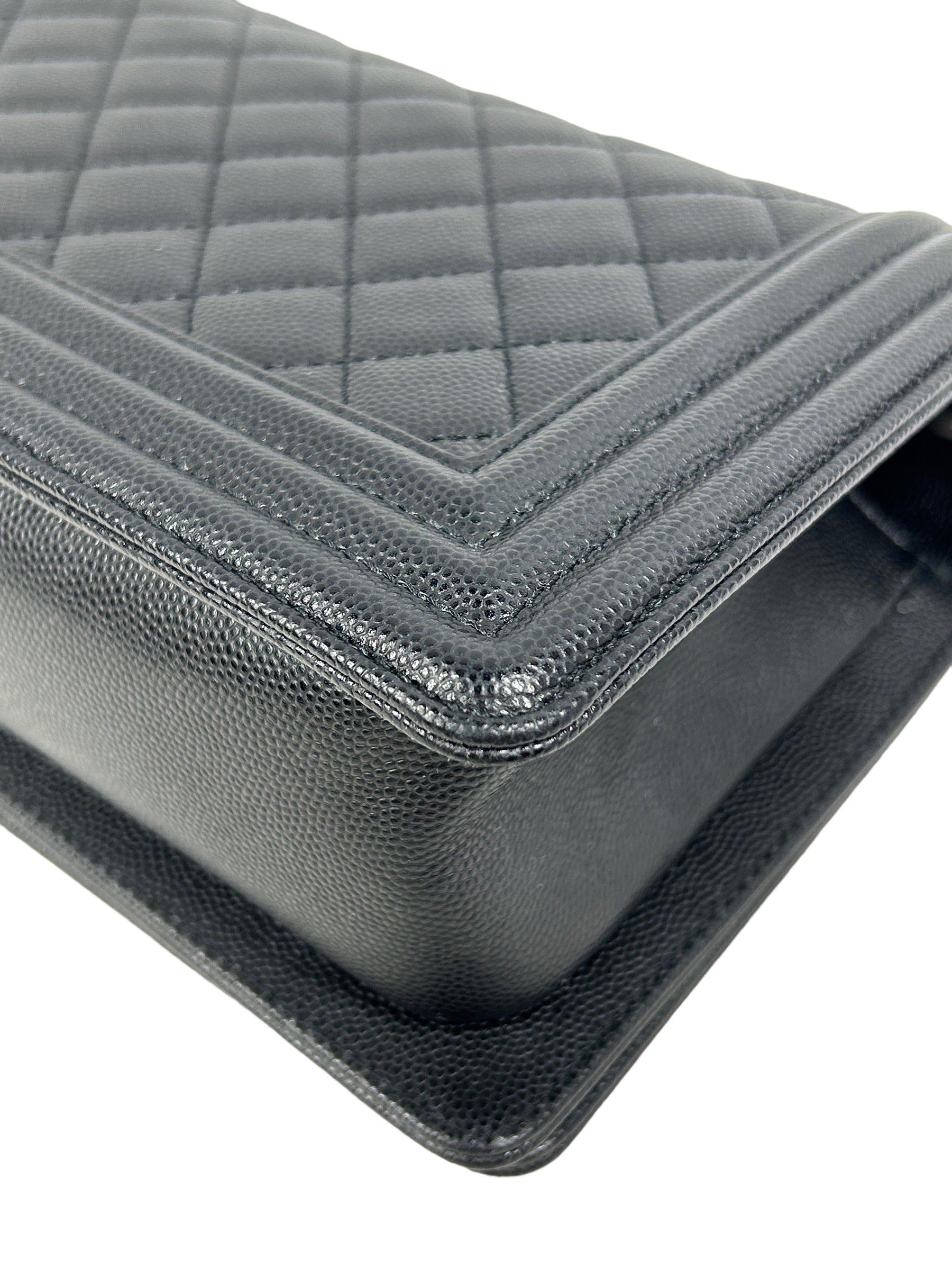 Black Caviar Quilted Old Medium Boy Bag w/ RHW