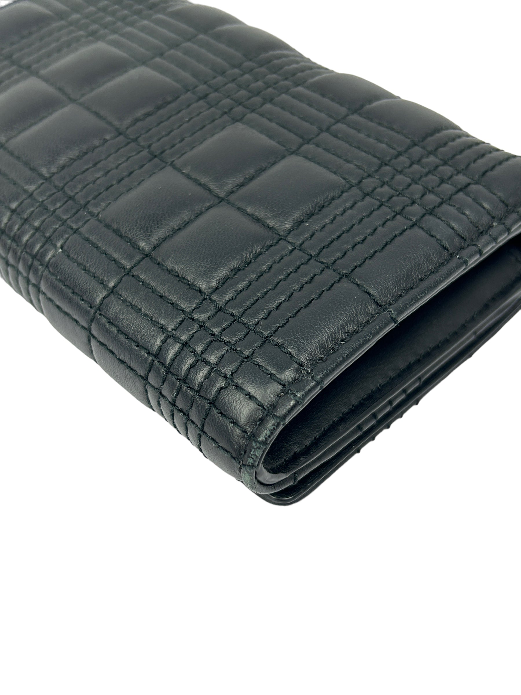 Black Quilted Lola Lambskin Leather Wallet