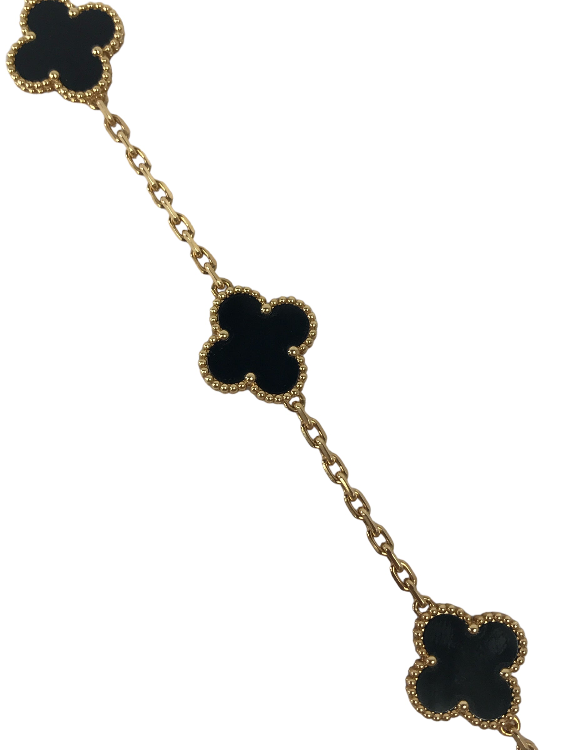 Alhambra Onyx 10 Motifs 18K Yellow Gold Necklace