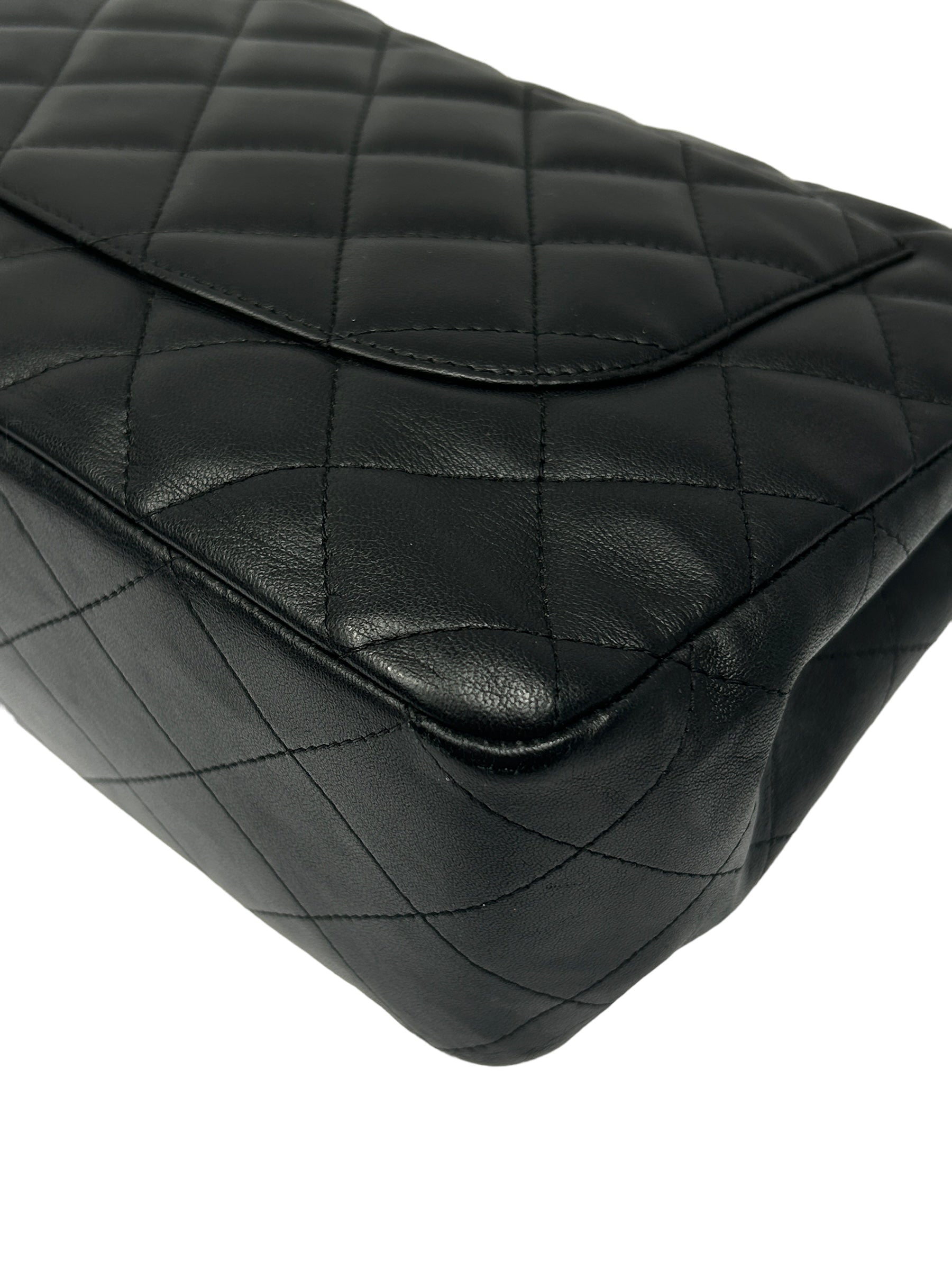 black Quilted Lambskin Single Flap Classic Jumbo w/SHW