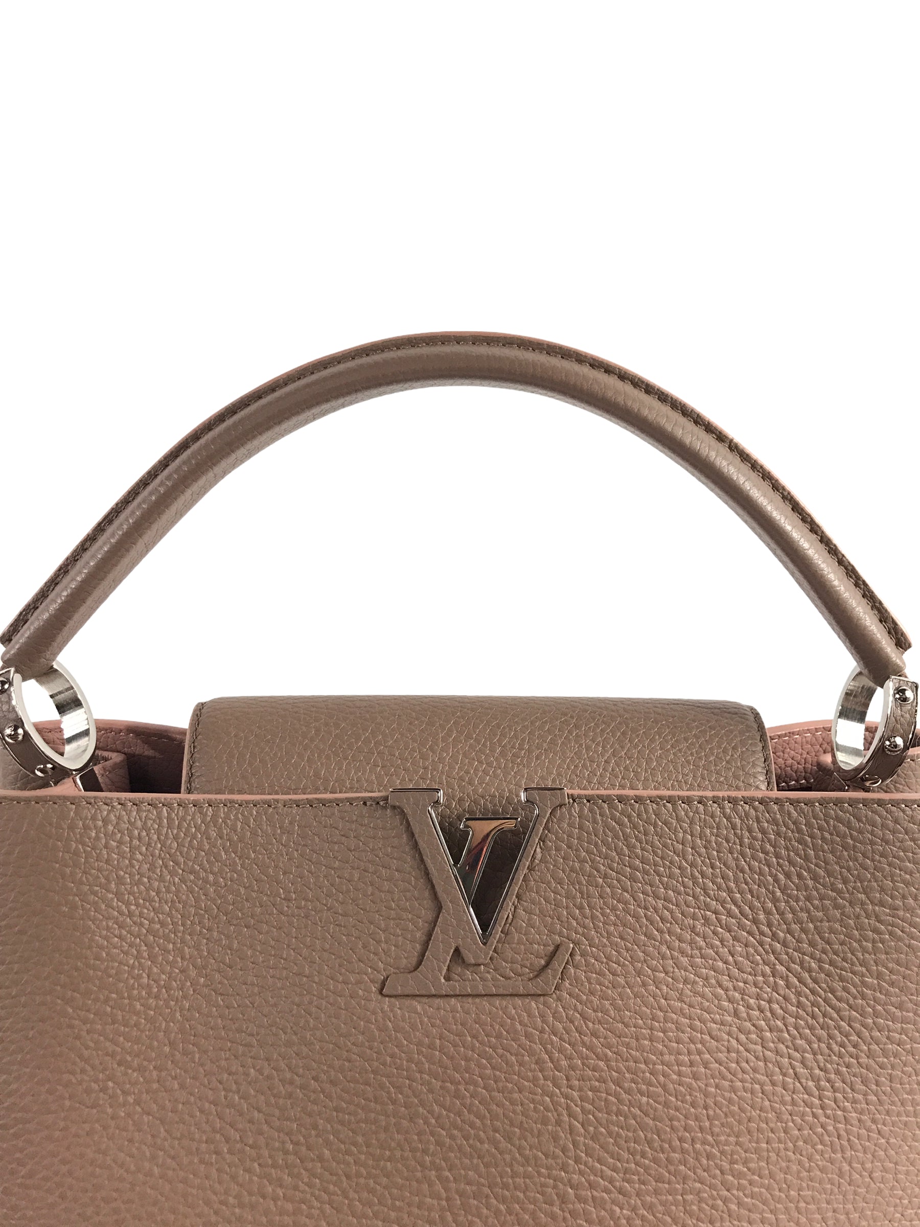 2-tone Mauve/Rose pink Taurillon leather Capucine MM W/ SHW