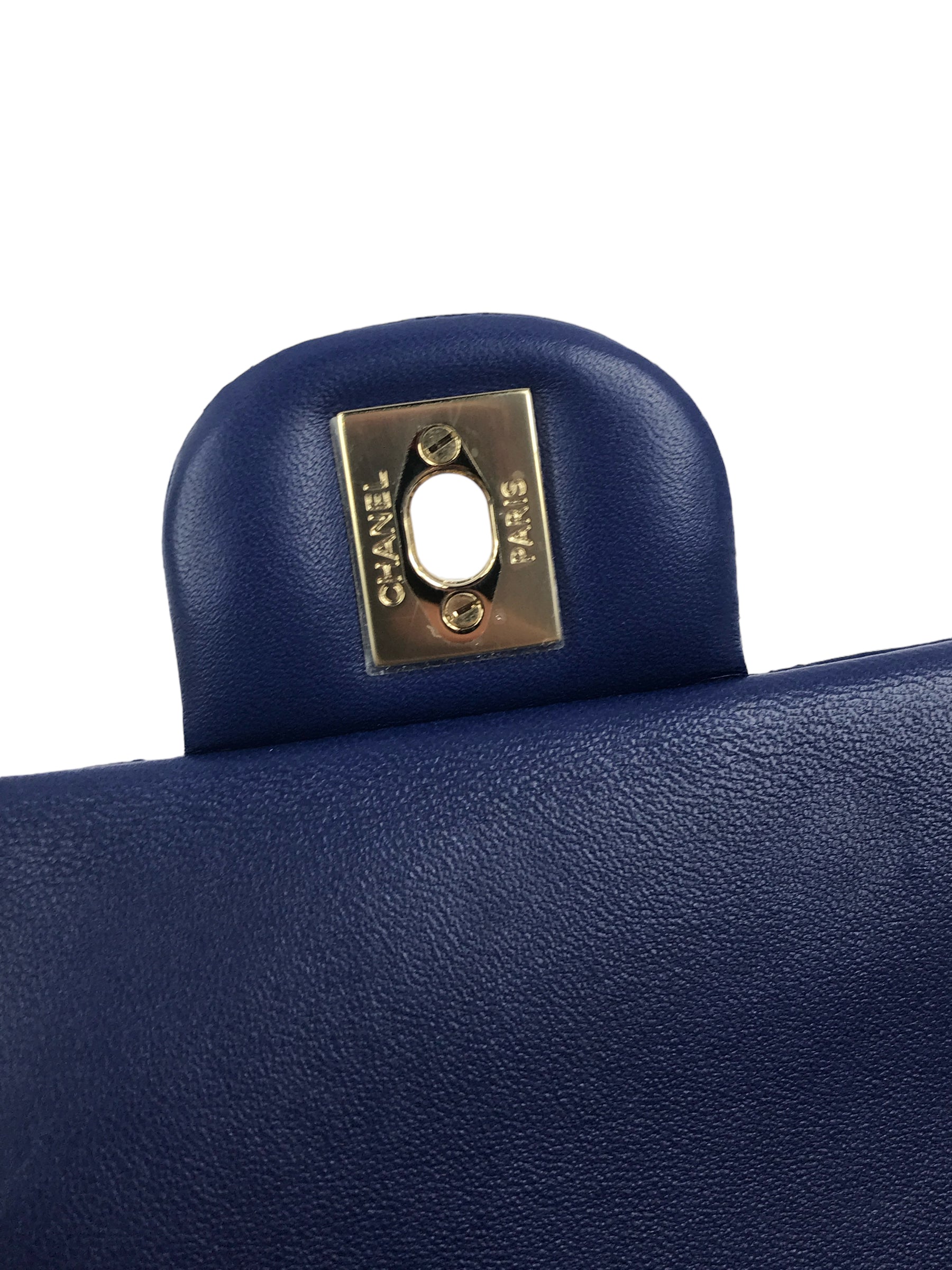 Blue Satin Silk Quilted Single Flap Mini Rectangle w/GHW