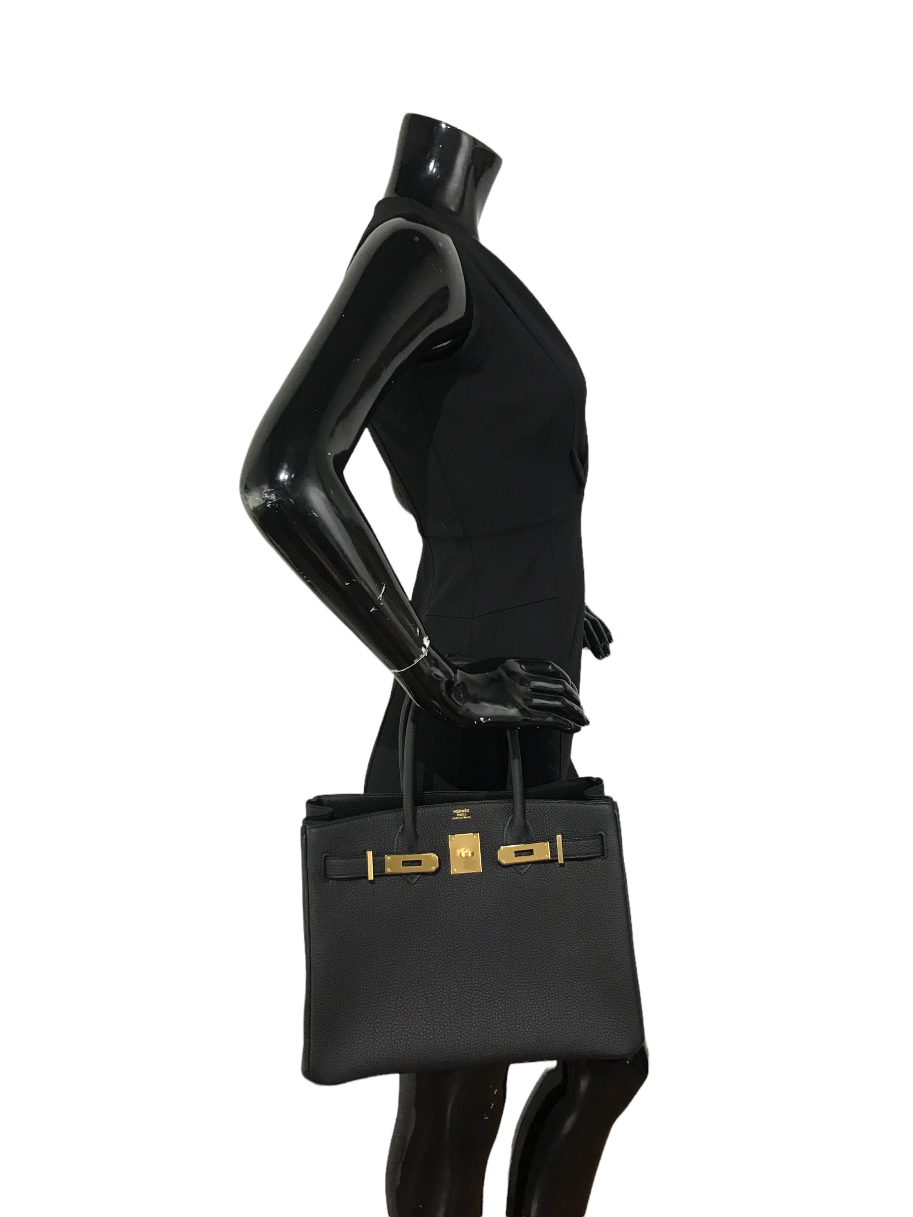 Black Togo 3 in 1 Birkin 30 W/GHW