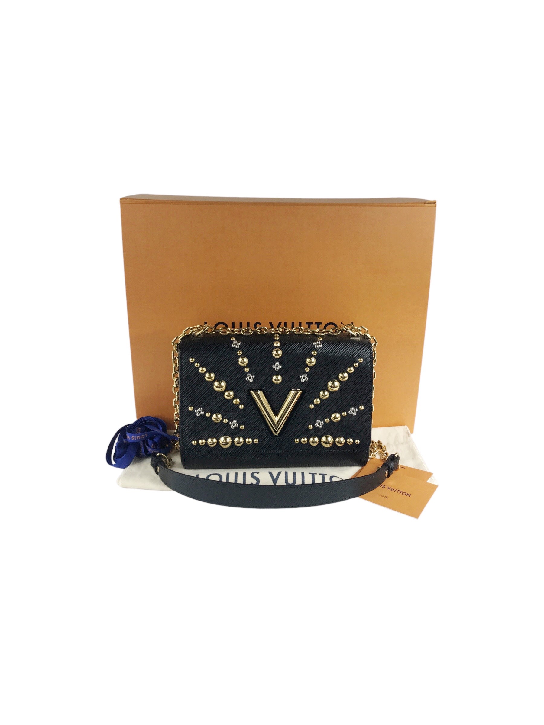 Epi Leather Studded Twist MM Bag w/GHW/SHW