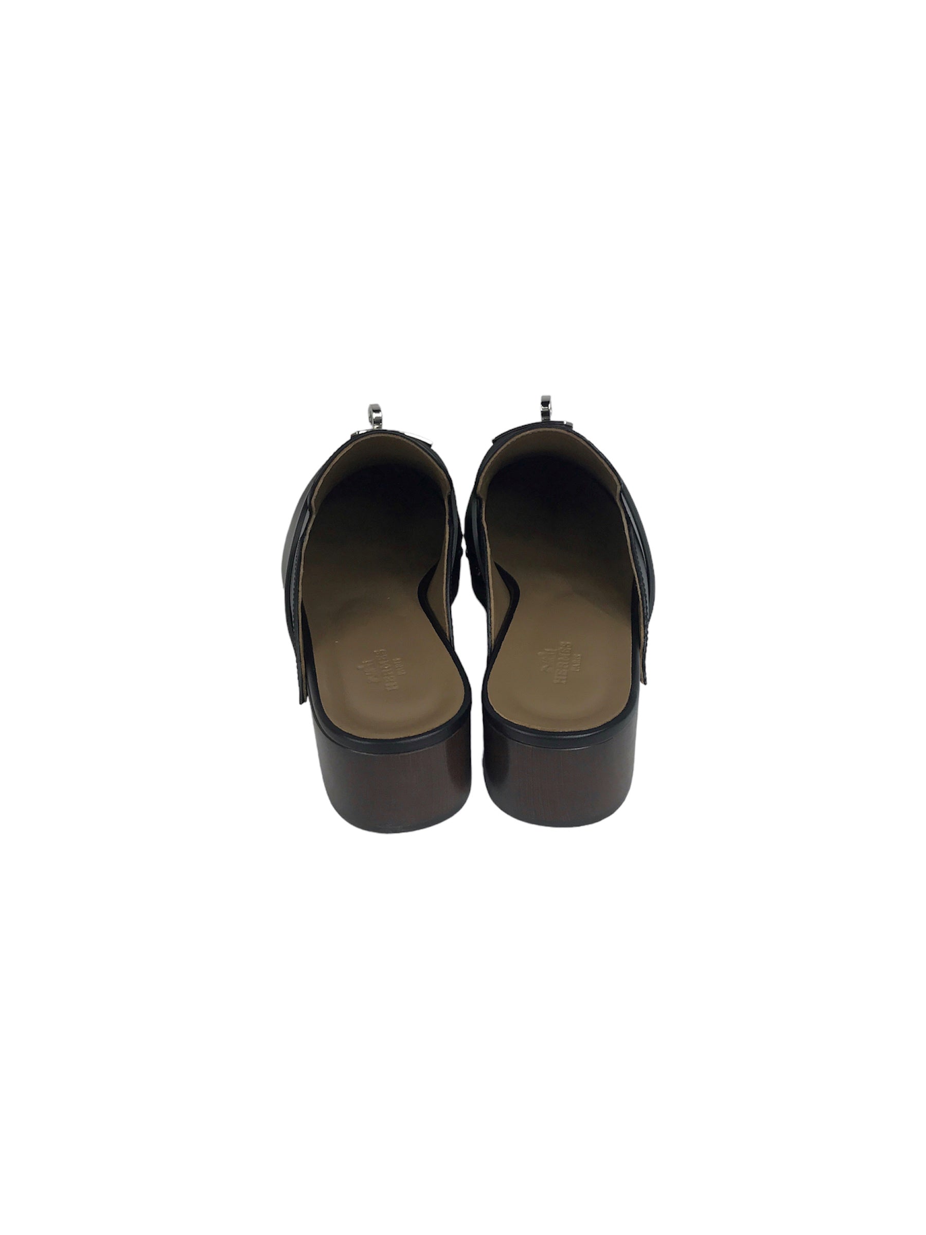 Black Calfskin Leather Femme Carlotta Mule Clogs