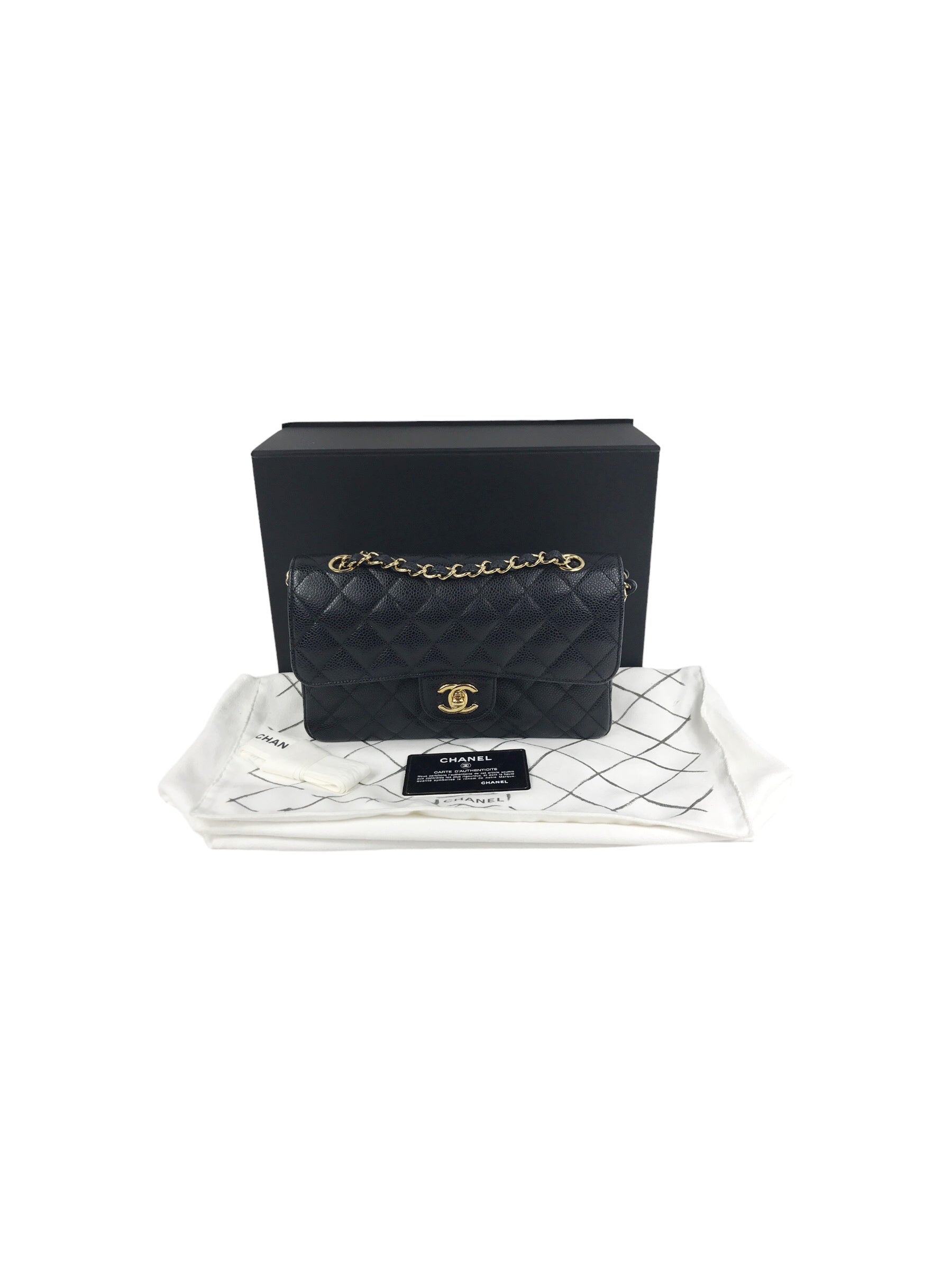 Black Caviar Quilted Small Classic Flap Bag W/GHW