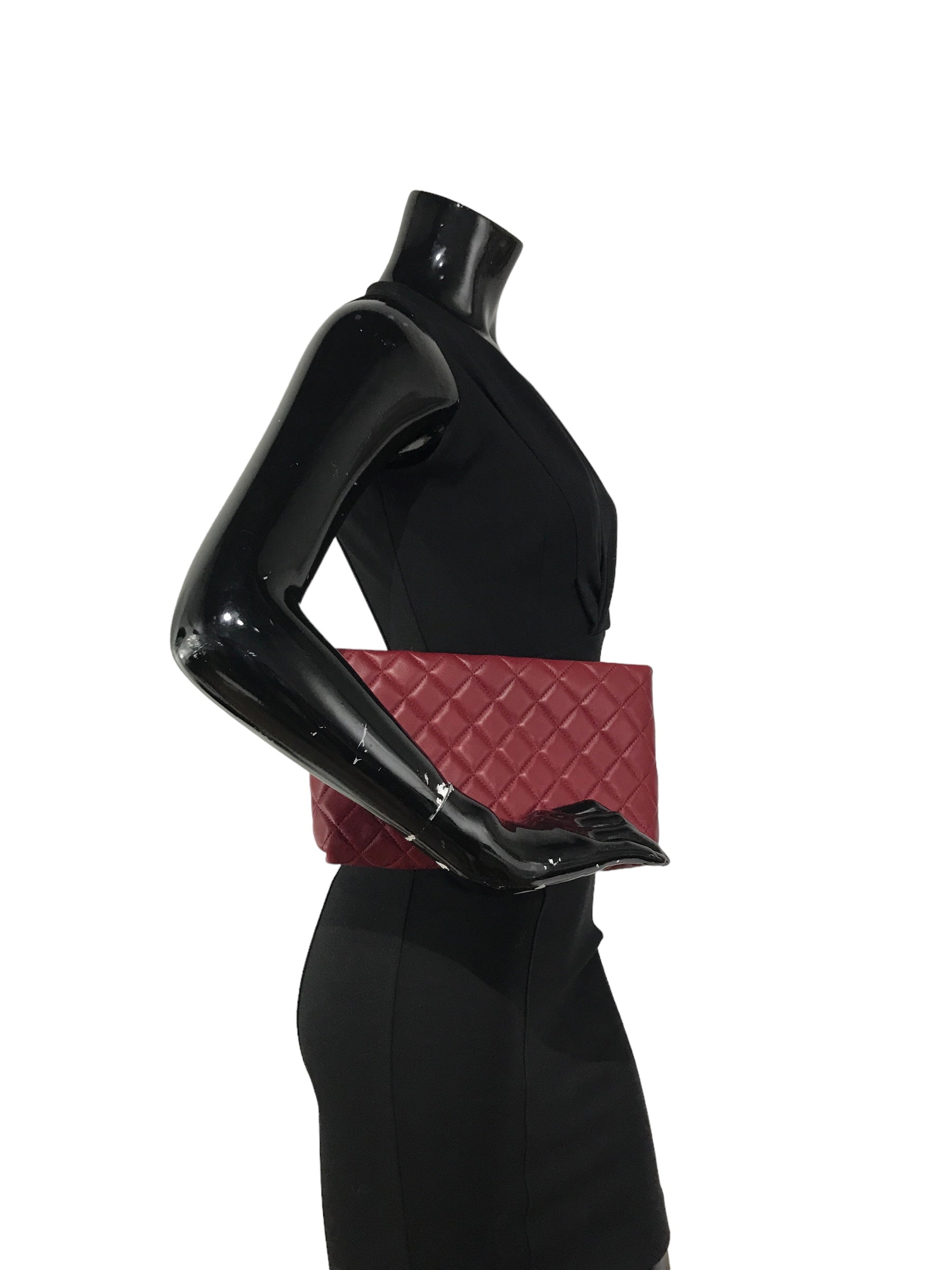 Red Quilted Lambskin CC Clutch W/SHW