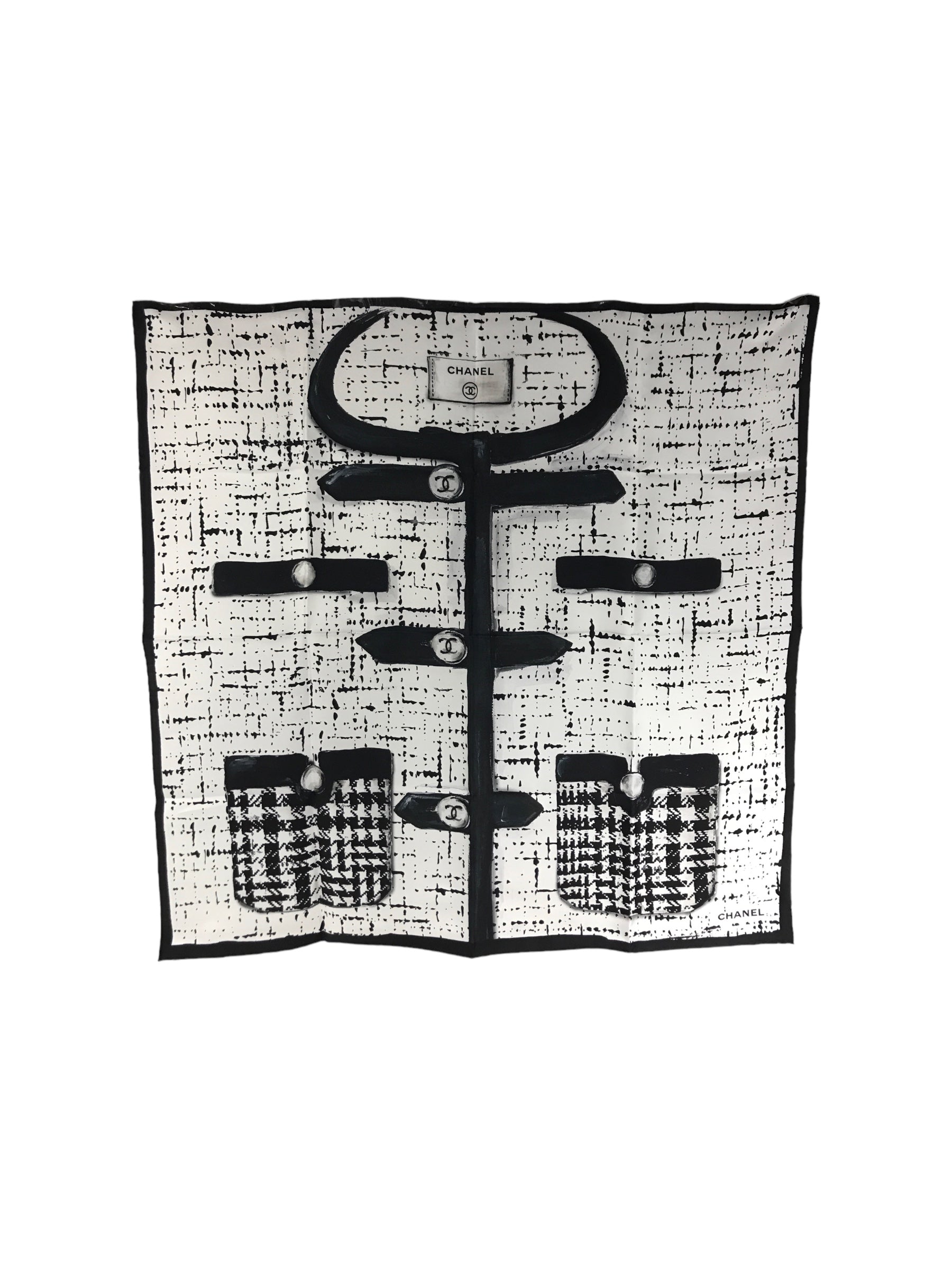 Chanel Black/White Silk Scarf