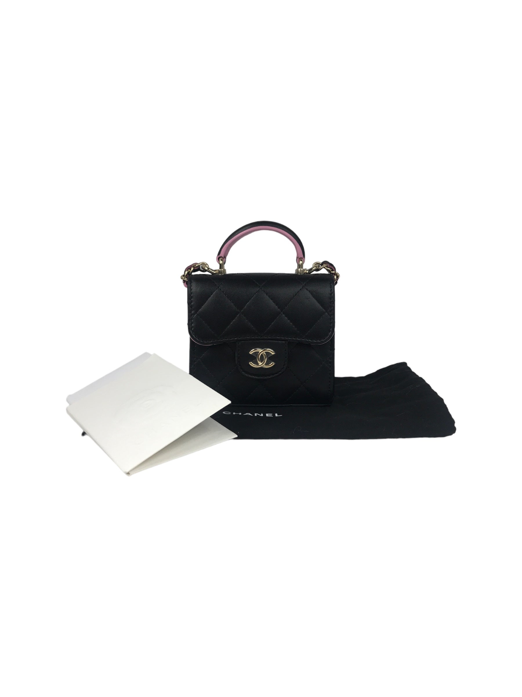 Black Quilted Lambskin Nano Classic Flap W/GHW