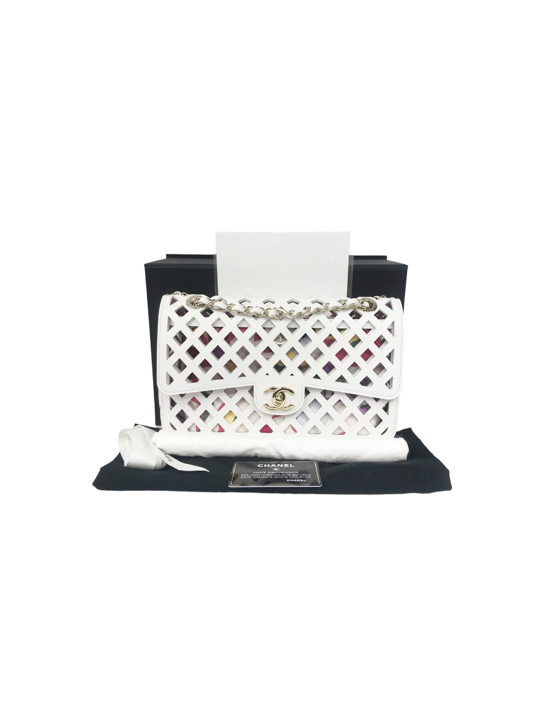 White Leather “See Through” Flap Bag w/GHW