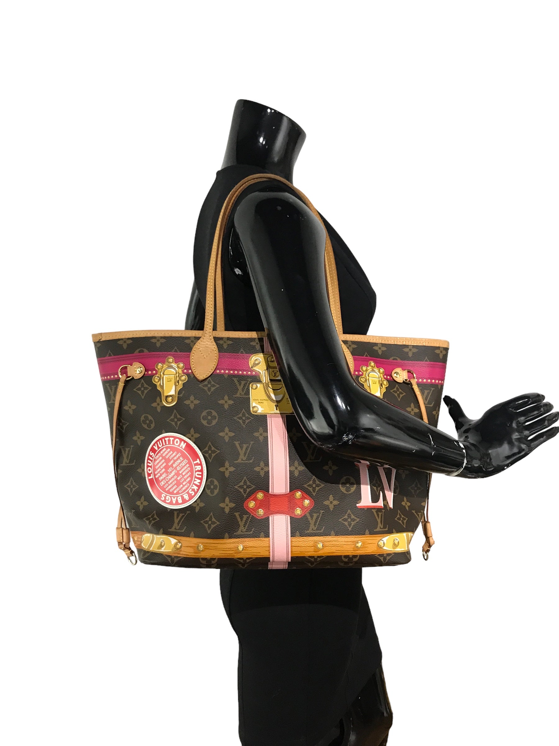 Brown Monogram Canvas “Summer Trunks” Neverfull MM Tote W/GHW- ON LAYAWAY