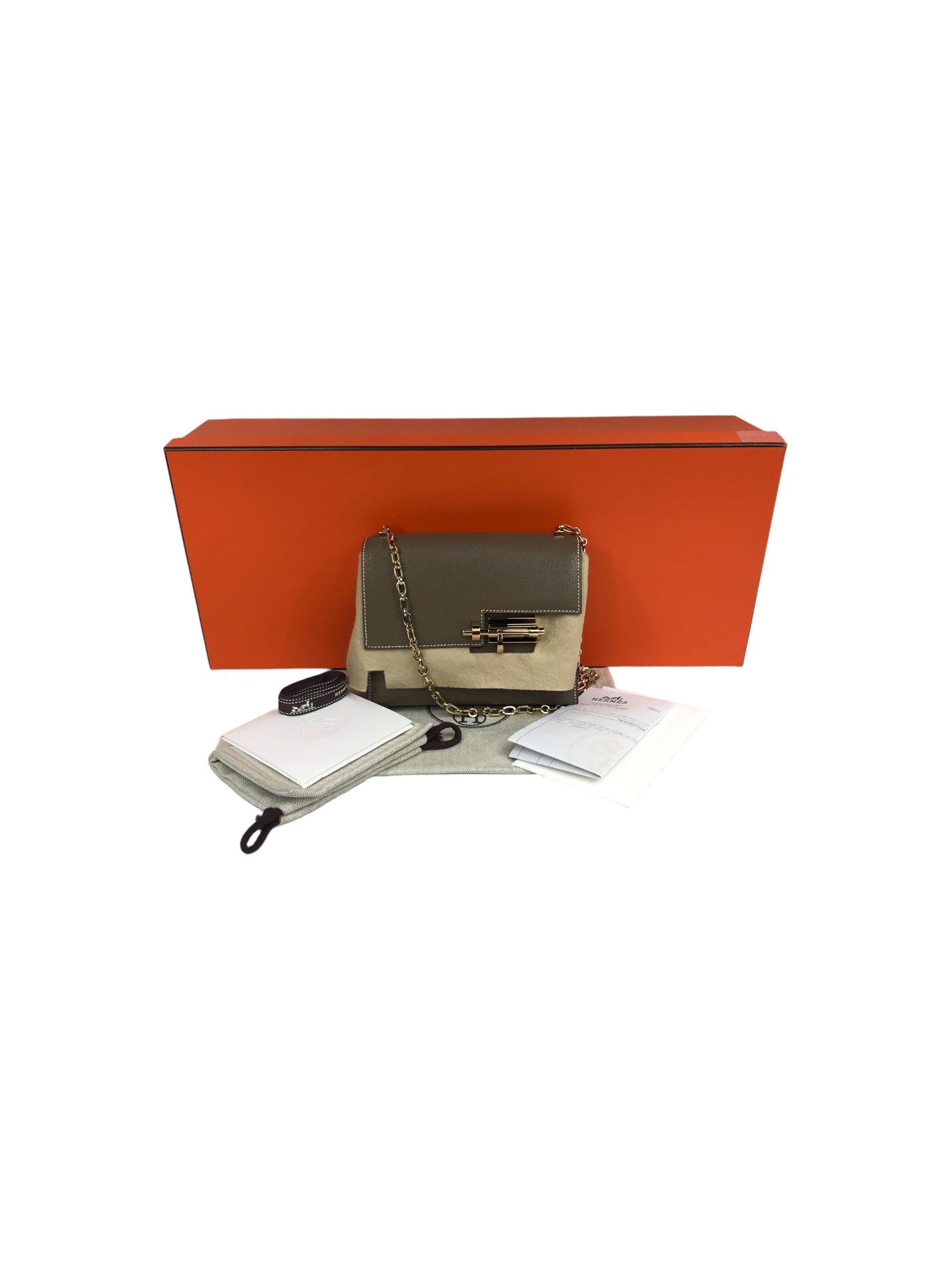 Etoupe Chevre Myssore Verrou Chain Mini Bag W/GHW