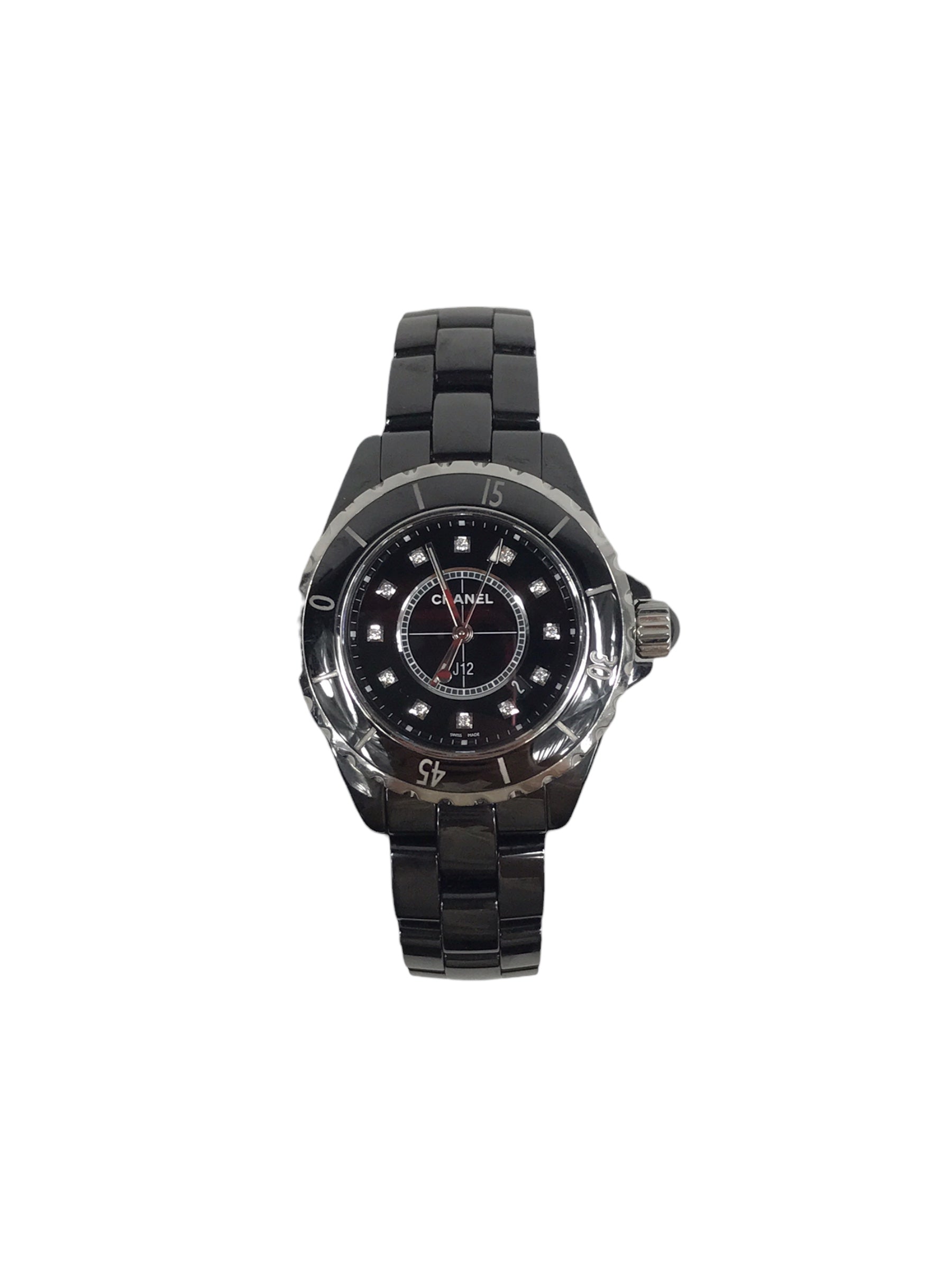 J12 Black Ceramic 33mm w/accent Diamond Watch