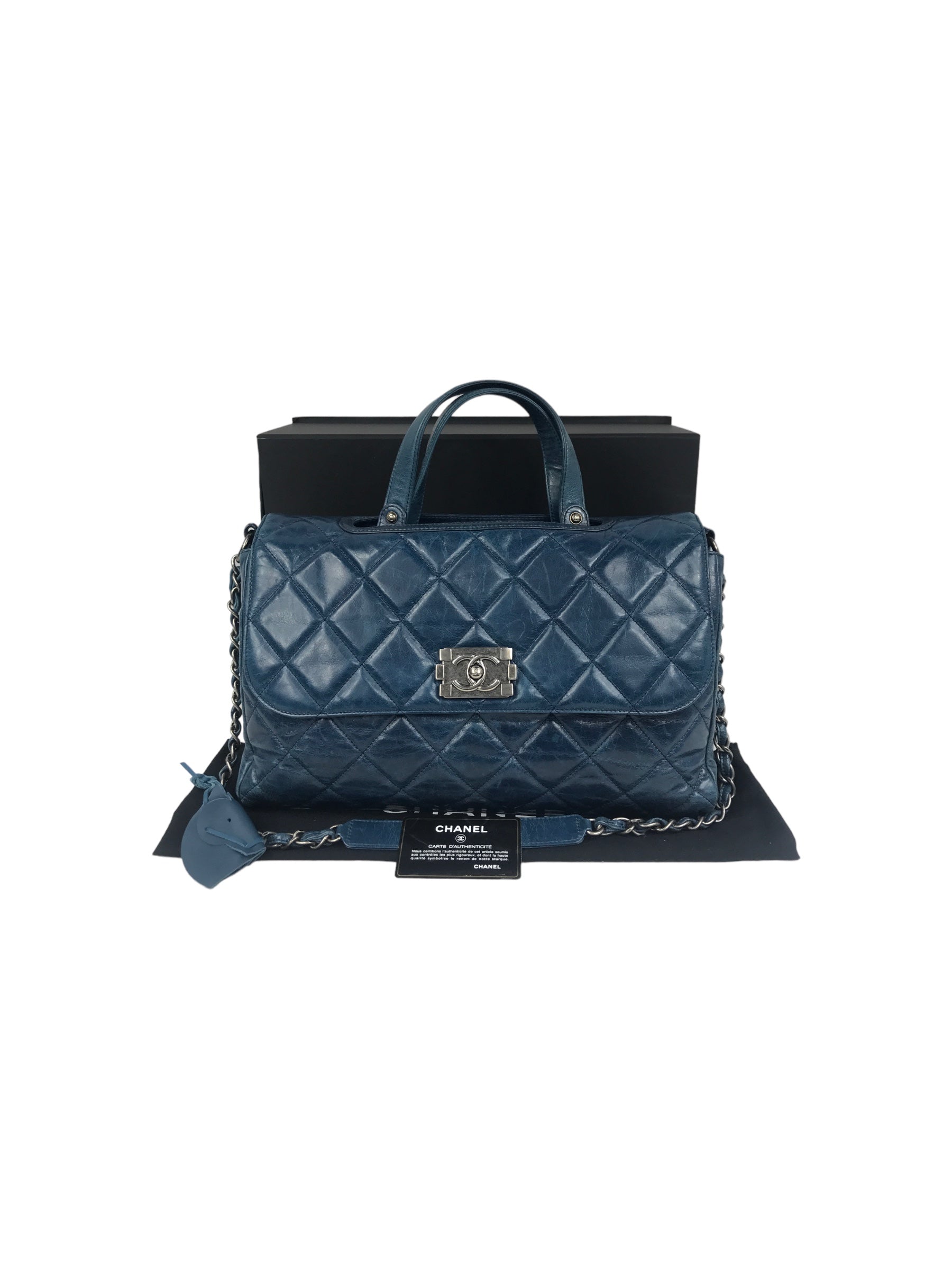 Blue Quilted Distressed Convertible Boy Tote W/RHW