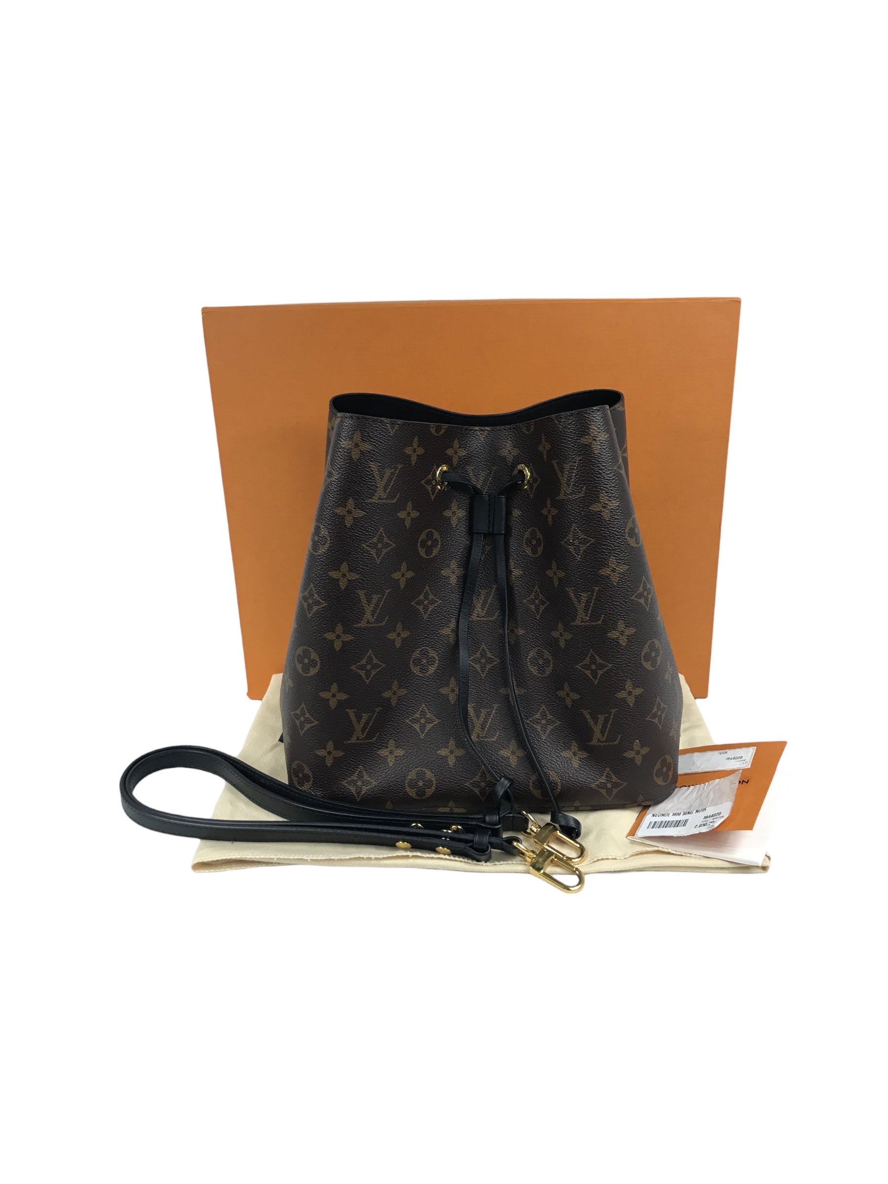 Monogram Coated Canvas Noir NeoNoe MM Bucket Bag w/GHW