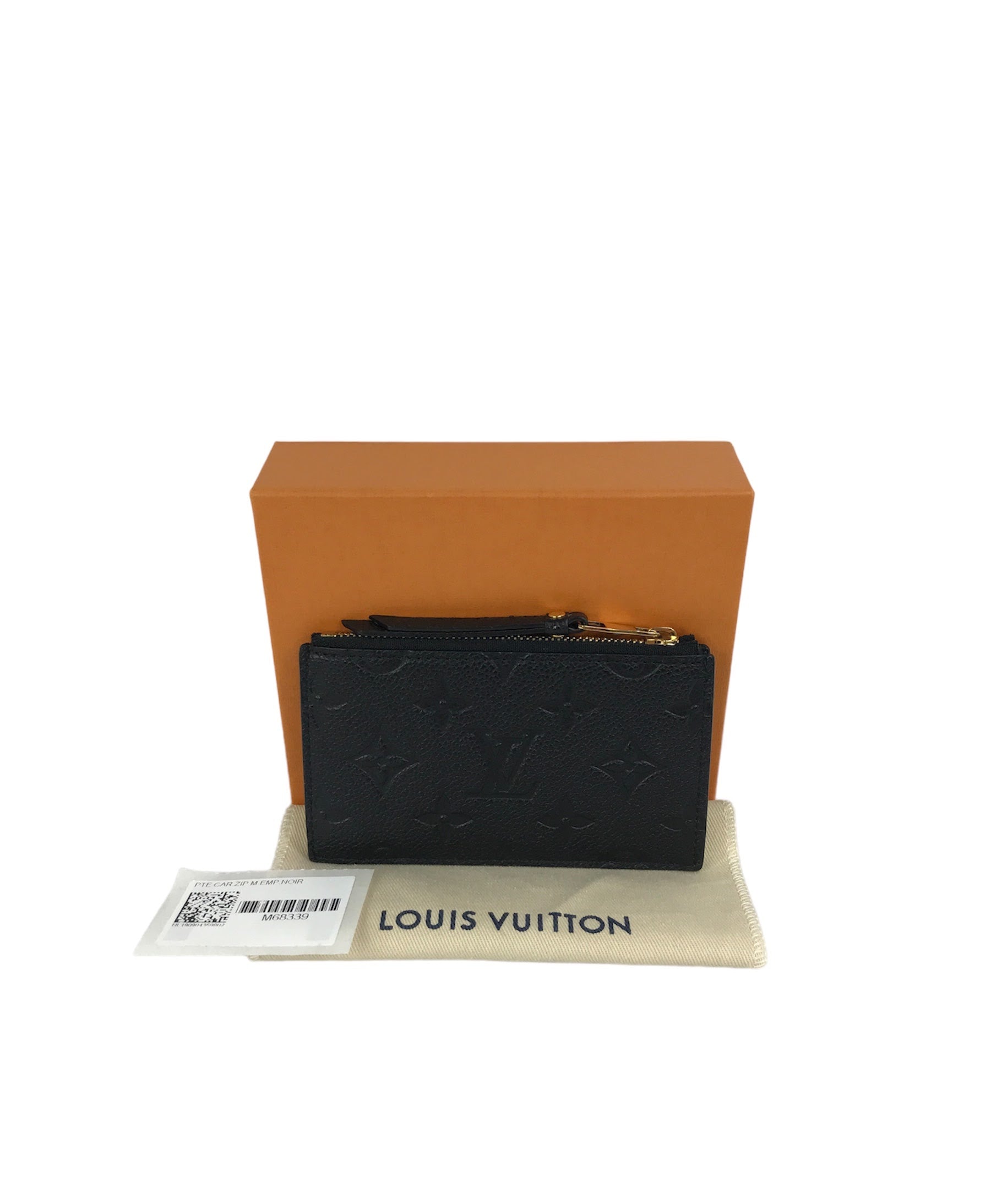 Empriente Black Leather Zip Card Case w/GHW